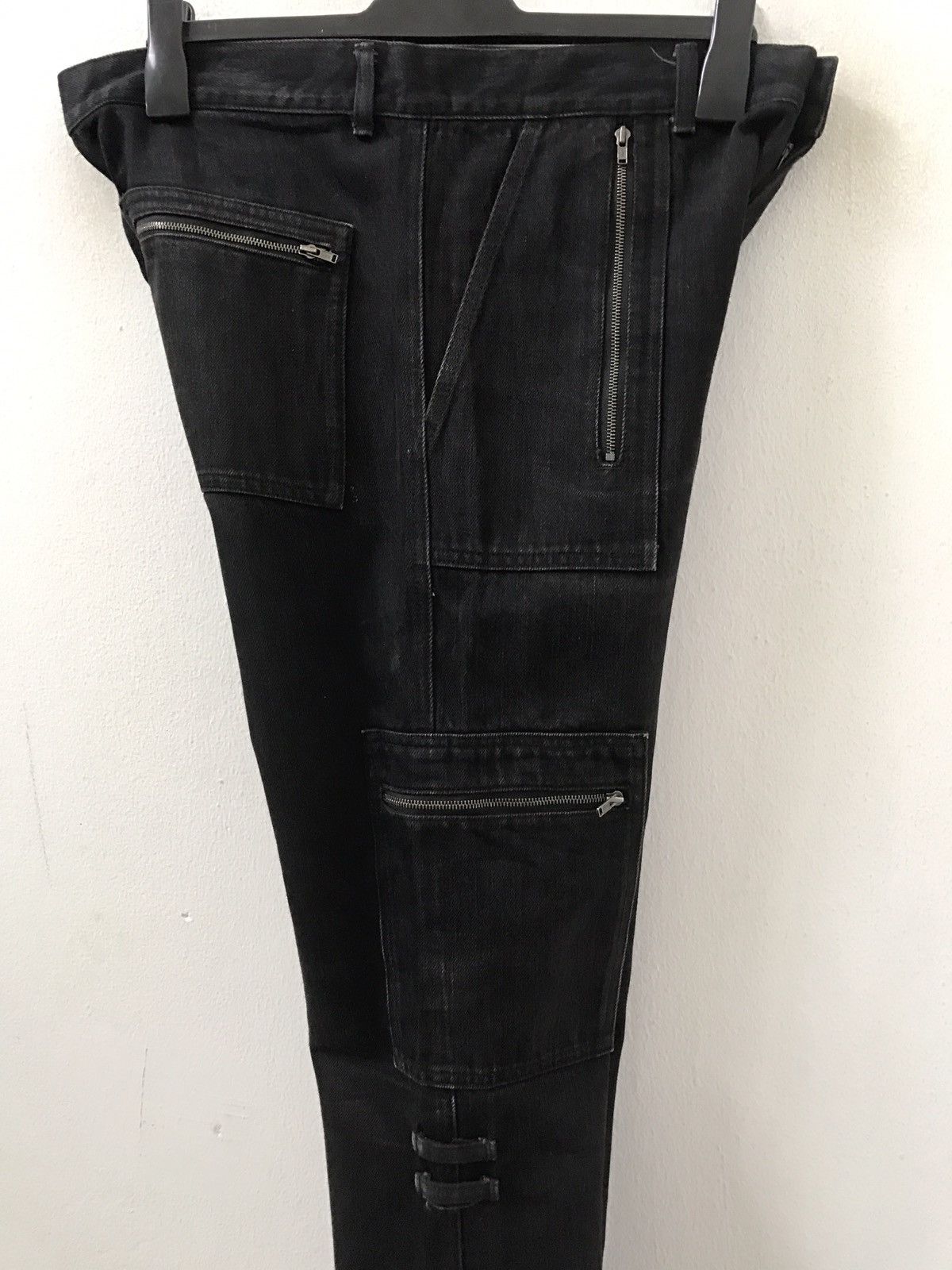 Vintage Royal Palm Made in Japan Zippers Black Bondage Cargo Denim Size US 34 / EU 50 - 15 Thumbnail