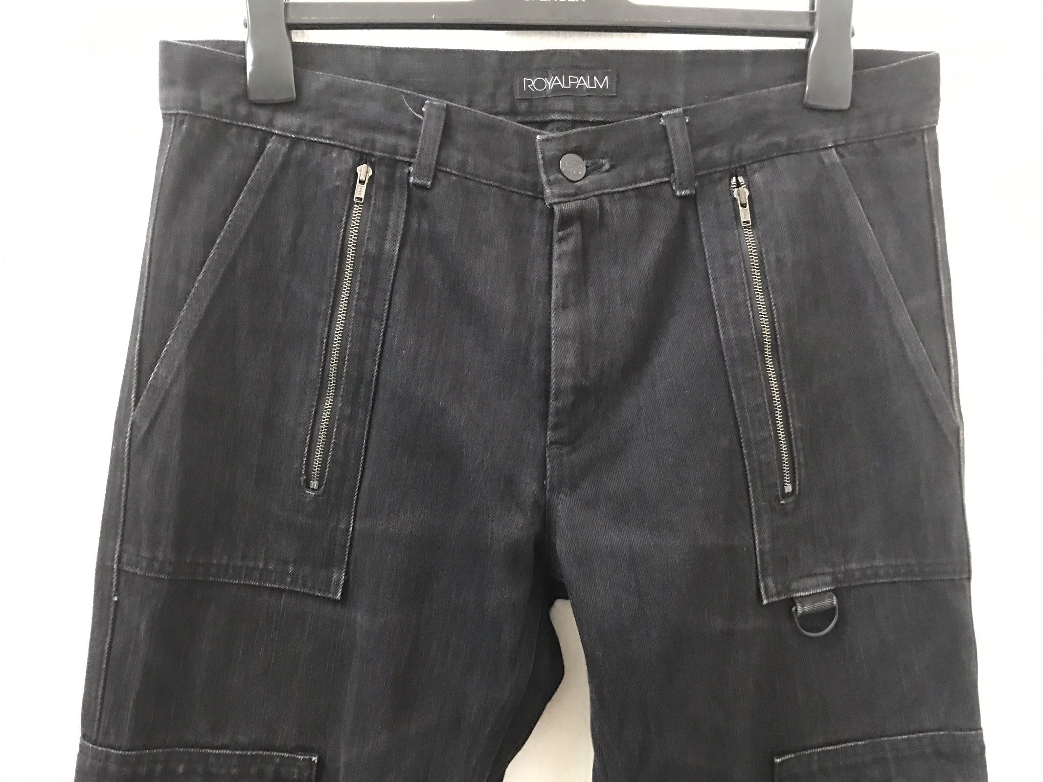 Vintage Royal Palm Made in Japan Zippers Black Bondage Cargo Denim Size US 34 / EU 50 - 3 Thumbnail