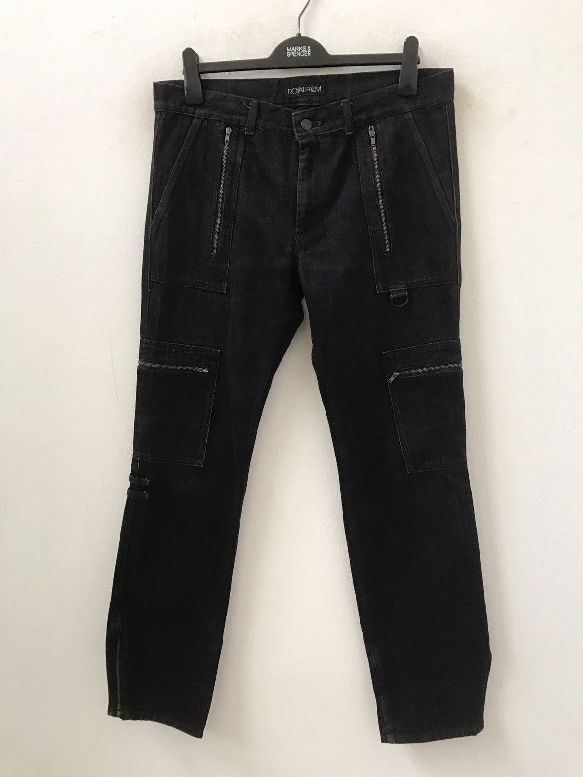 Vintage Royal Palm Made in Japan Zippers Black Bondage Cargo Denim Size US 34 / EU 50 - 1 Thumbnail