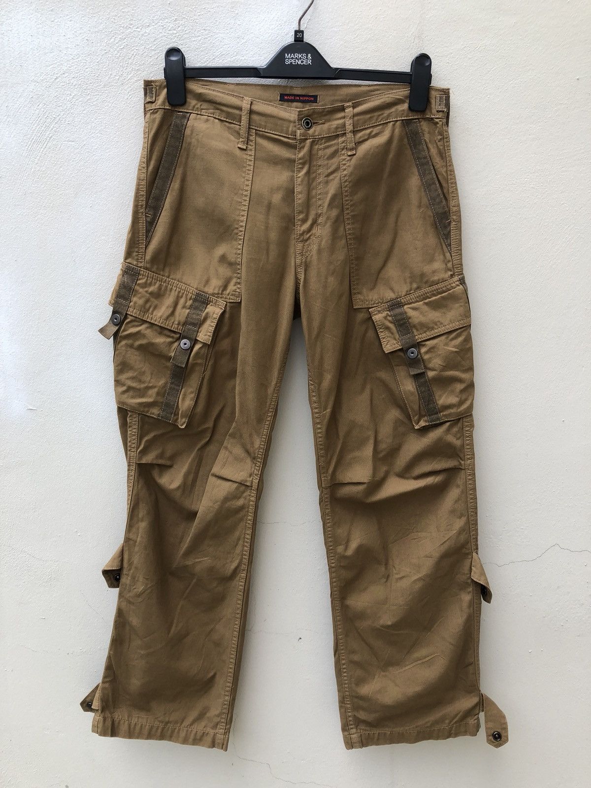 image of Japan Brand Blueway Bondage Cargo Parachute in Tan, Men's (Size 32)