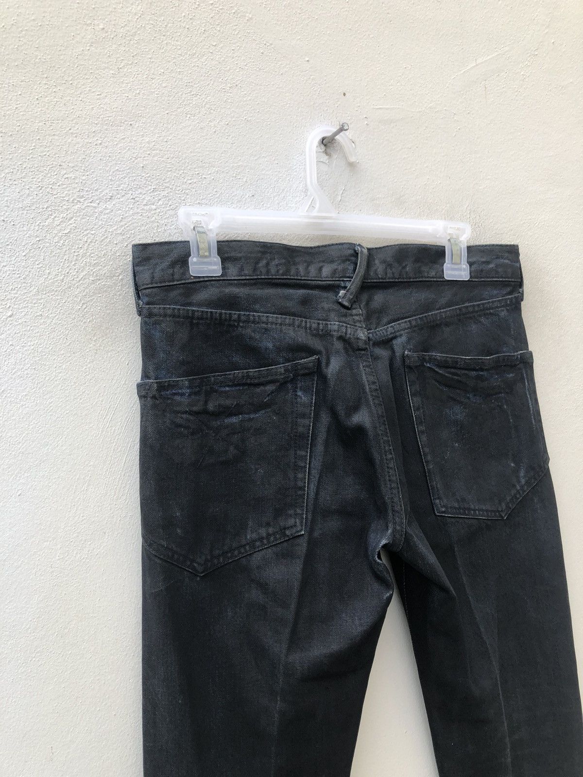 SEMBL Vintage SEMBL Japan Blue Denim Waxed Black Flare Jeans Size US 30 / EU 46 - 16 Thumbnail