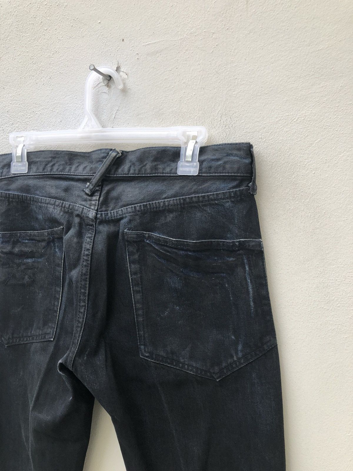 SEMBL Vintage SEMBL Japan Blue Denim Waxed Black Flare Jeans Size US 30 / EU 46 - 20 Thumbnail