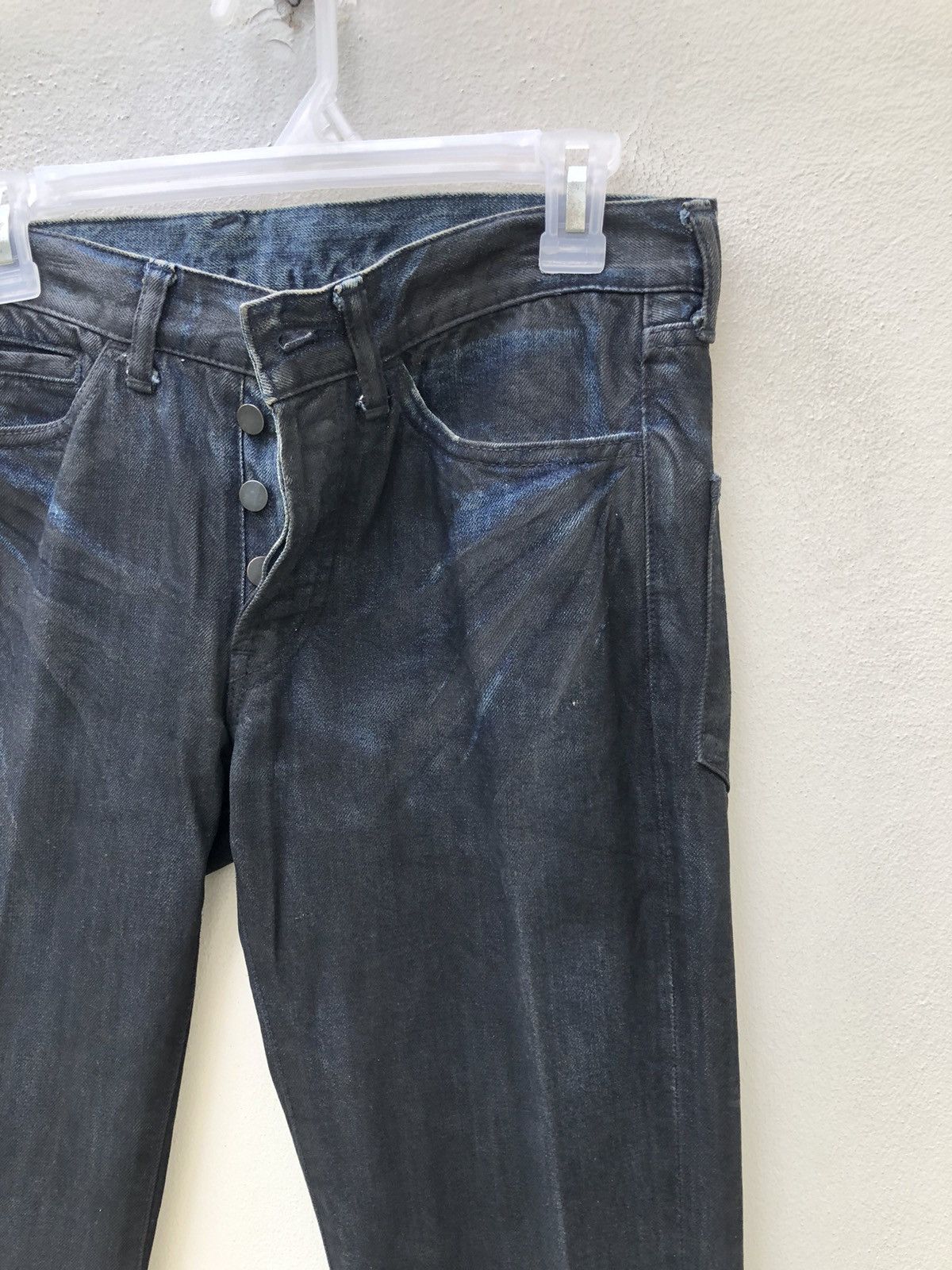 SEMBL Vintage SEMBL Japan Blue Denim Waxed Black Flare Jeans Size US 30 / EU 46 - 12 Thumbnail