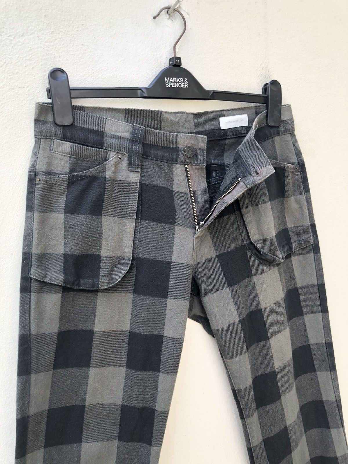 Vintage Japan Brand WORLD WIDE LOVE! Tartan Punk Zipper Bondage Size US 30 / EU 46 - 11 Thumbnail