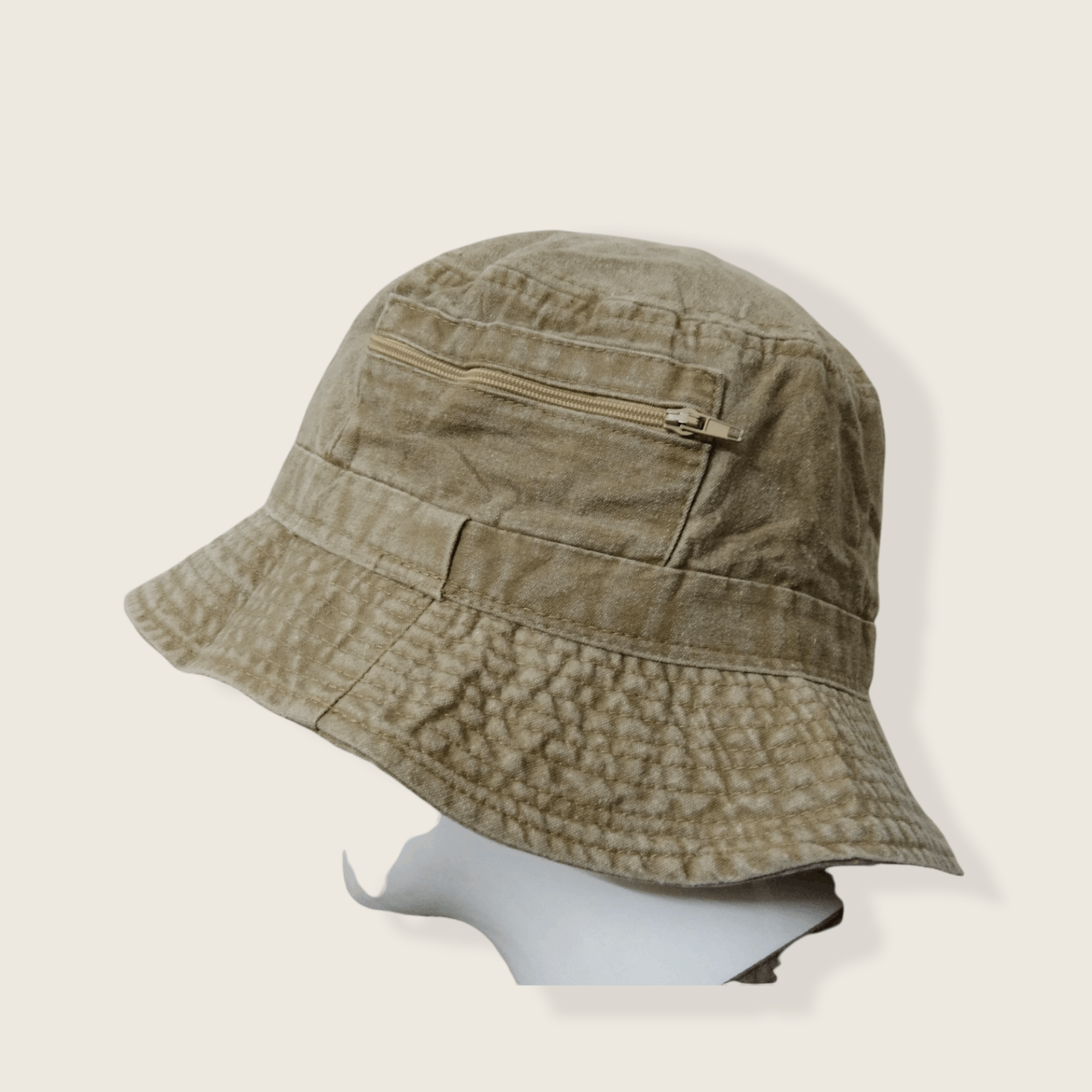 Japanese Brand VINTAGE BUCKET HAT WITH SIDE ZIPPER POCKETS Size ONE SIZE - 3 Thumbnail