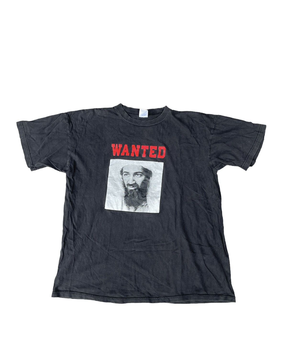 Image of Vintage Osama Bin Laden Most Wanted T-Shirt in Black, Men's (Size XL)