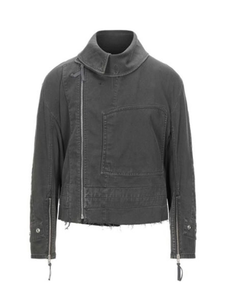 image of Grail! Maison Margiela Asymmetric Distressed Denim Jacket in Grey, Men's (Size Small)