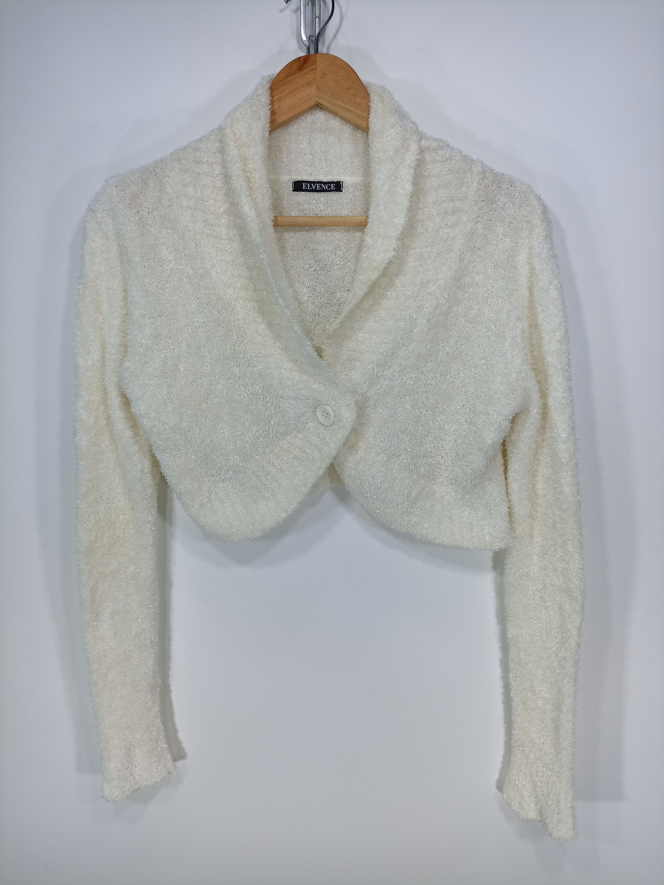Japanese Brand Elvence pile Fleece Croptop Cardigan sweater Size L / US 10 / IT 46 - 1 Thumbnail