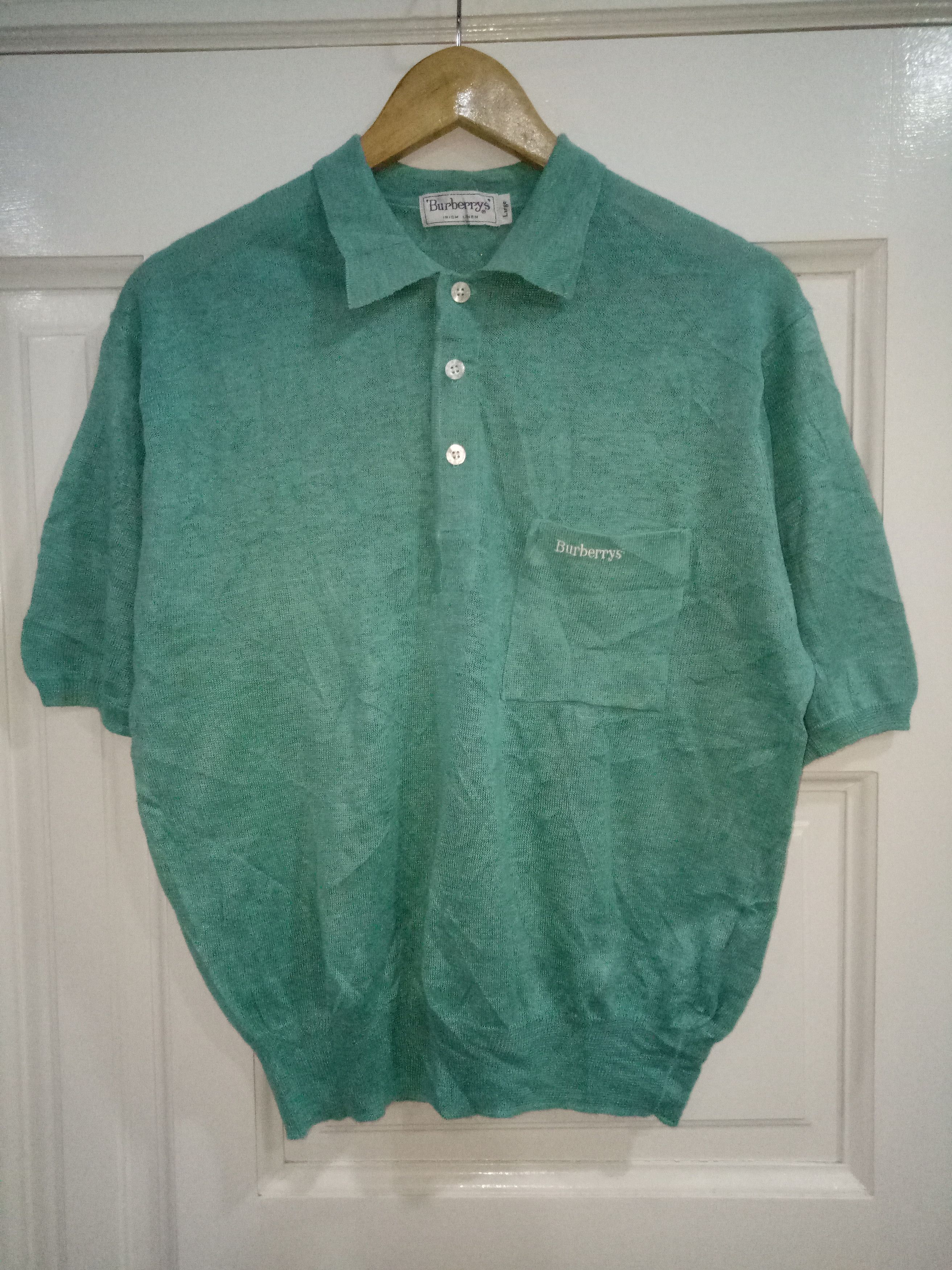 Burberry × Vintage Vintage Burberrys Irish Linen Sweatshirt Shortsleeve Size US M / EU 48-50 / 2 - 1 Thumbnail