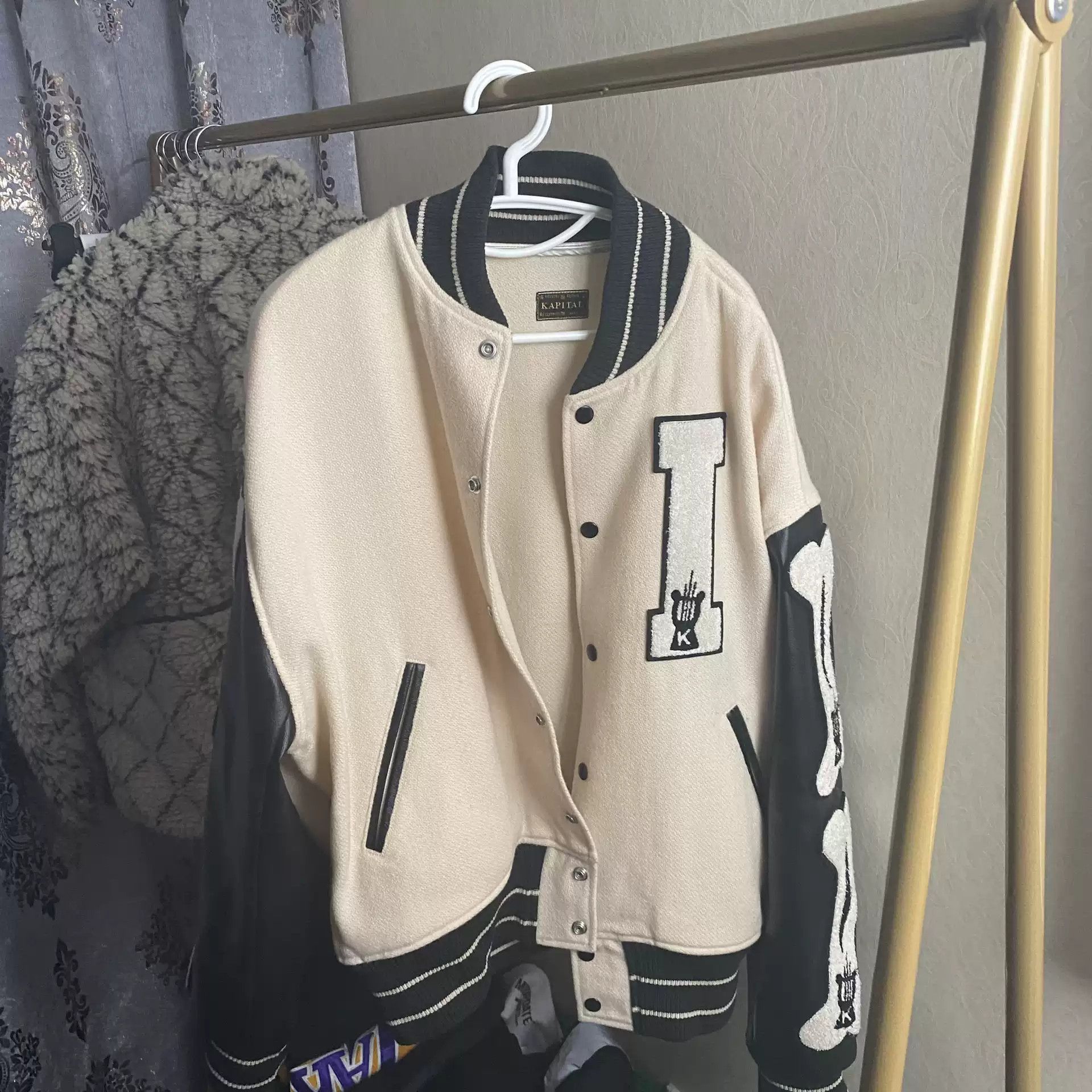 image of Kapital Bone Baseball Jkt in White, Men's (Size Large)