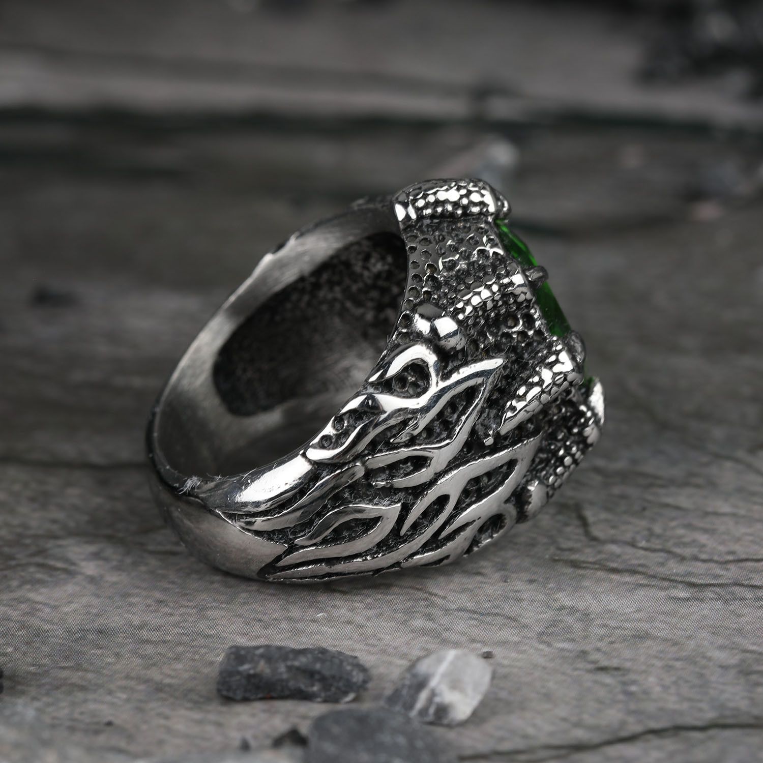 Handmade × Jewelry Creative Green Stone Ring Size ONE SIZE - 3 Thumbnail
