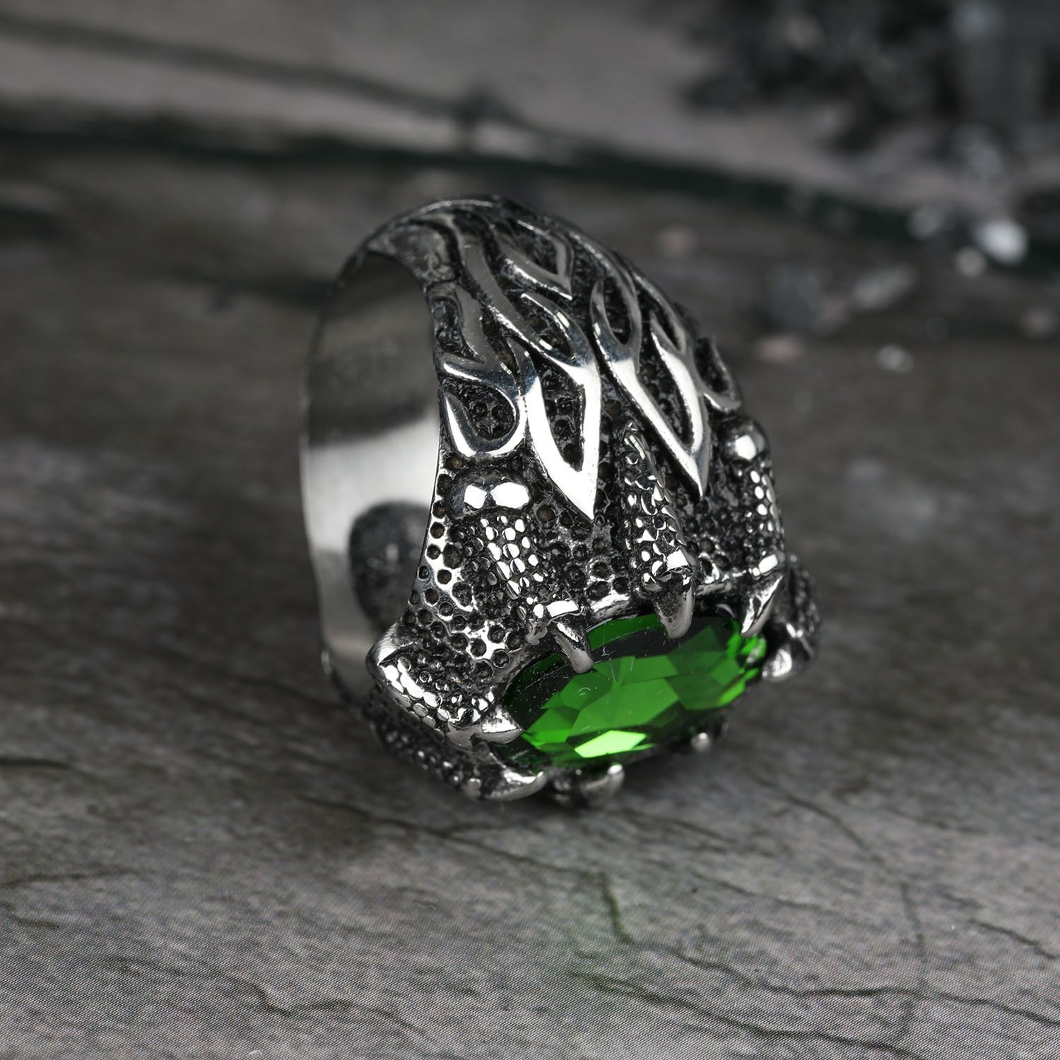 Handmade × Jewelry Creative Green Stone Ring Size ONE SIZE - 2 Thumbnail