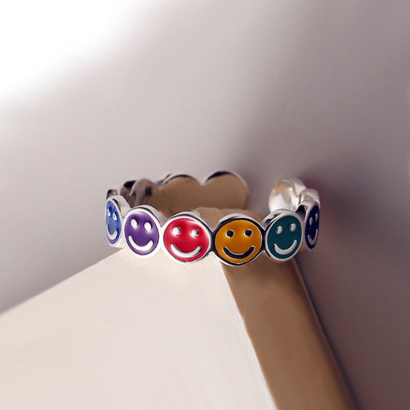Handmade × Jewelry Gothic Romantic Smile Face Rings Size ONE SIZE - 3 Thumbnail