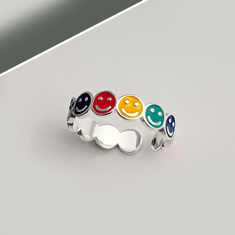 Handmade × Jewelry Gothic Romantic Smile Face Rings Size ONE SIZE - 4 Thumbnail