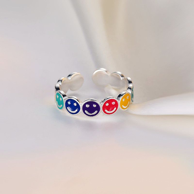 Handmade × Jewelry Gothic Romantic Smile Face Rings Size ONE SIZE - 1 Thumbnail