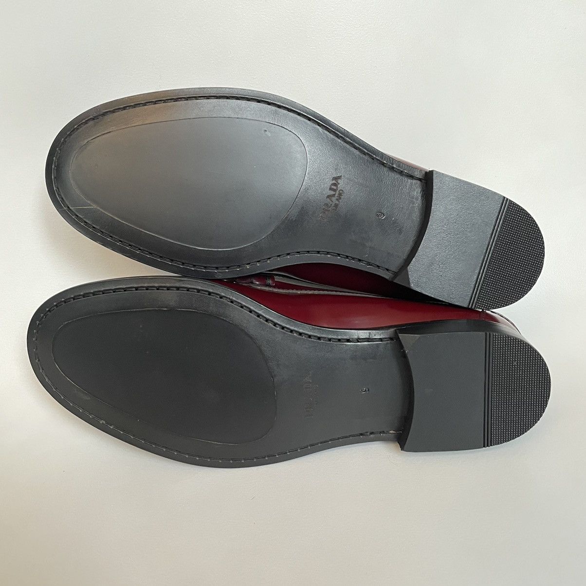 Prada Polished Oxblood Leather Loafers Size US 9 / EU 42 - 9 Thumbnail