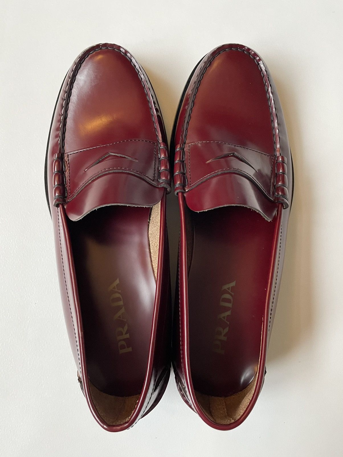 Prada Polished Oxblood Leather Loafers Size US 9 / EU 42 - 7 Thumbnail