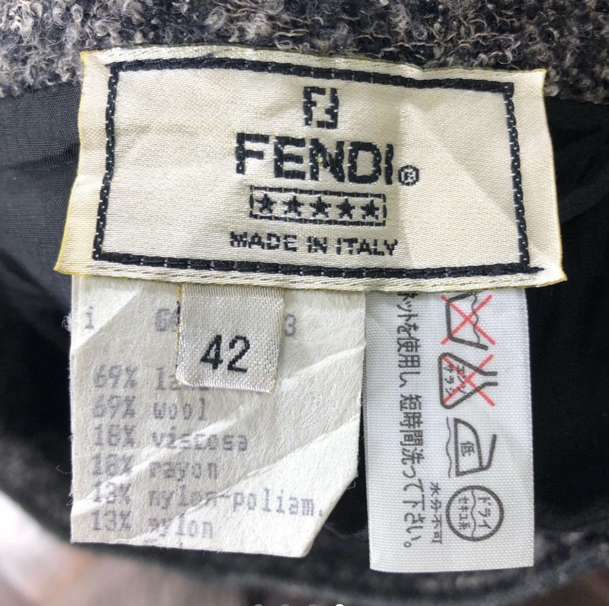 Designer VINTAGE FENDI MADE IN ITALY WOOL SKIRT Size 28" / US 6 / IT 42 - 4 Thumbnail