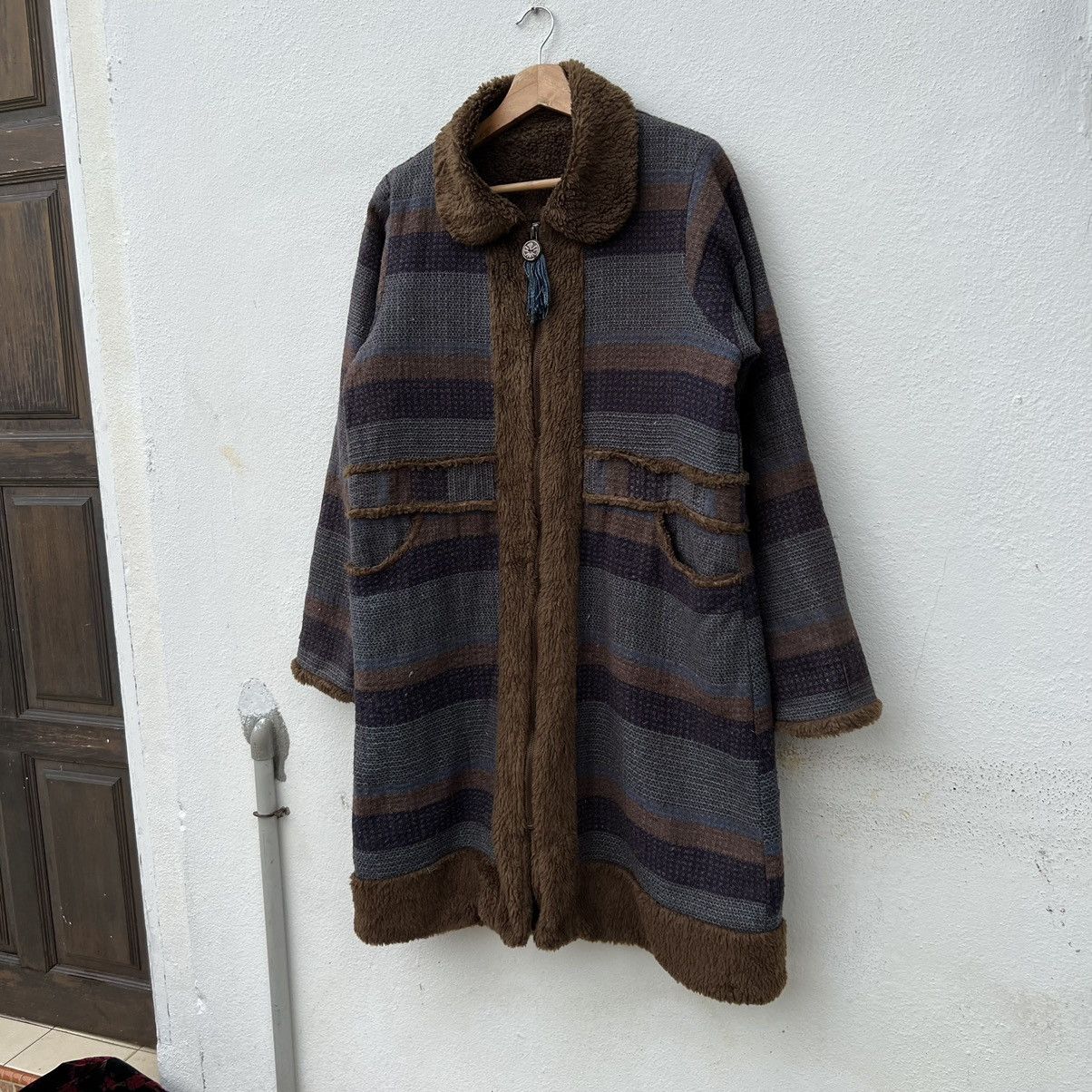 Japanese Brand MALAIKA PATCHWORK LONG JACKET INSPIRED BY BLUE BLUE JAPAN Size US M / EU 48-50 / 2 - 5 Thumbnail