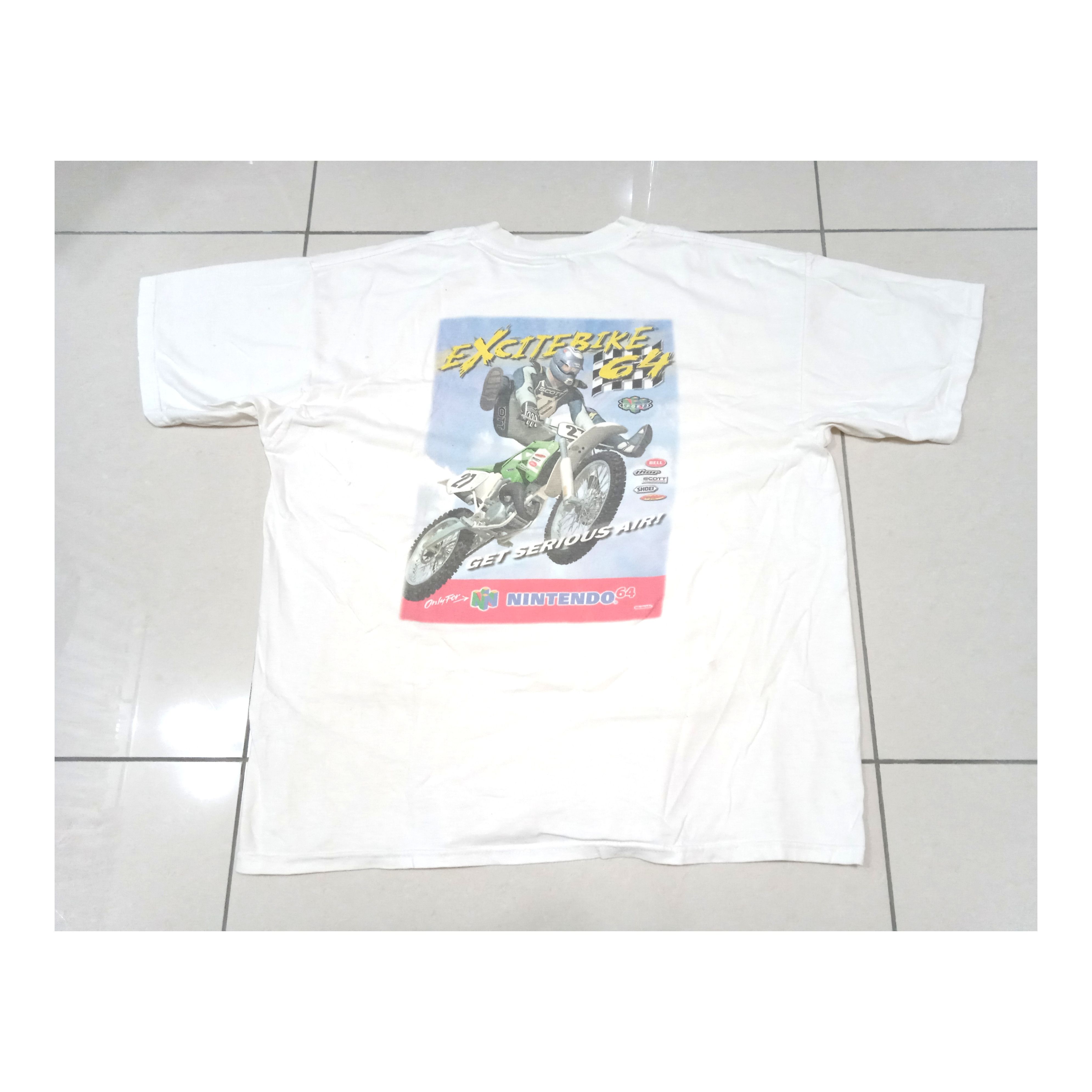 image of Vintage Excitebike 64 Nintendo N64 T-Shirt in White, Men's (Size XL)
