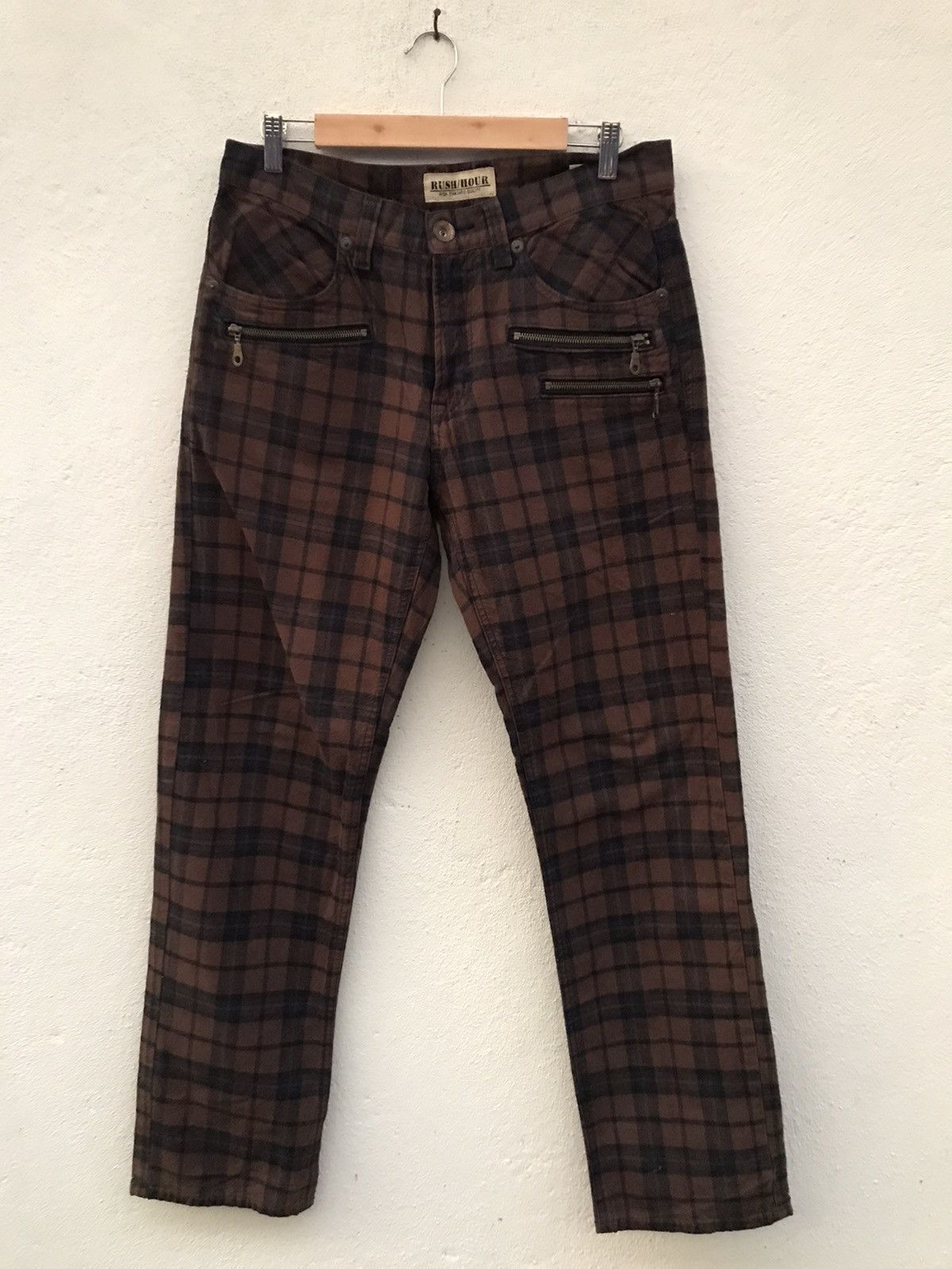 If Six Was Nine × Japanese Brand RUSH HOUR Check Zipper Trousers Size US 31 - 1 Thumbnail