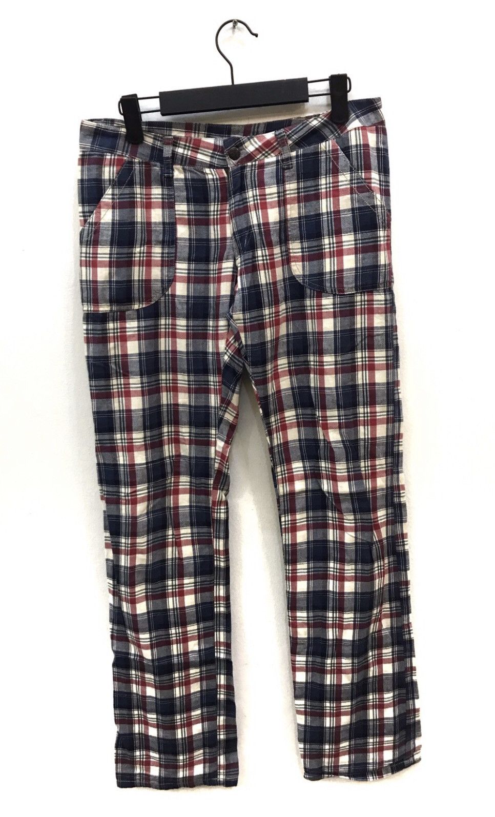 Japanese Brand Stripe Balloon Red Plaid Checked Baker Trousers Size US 29 - 1 Thumbnail