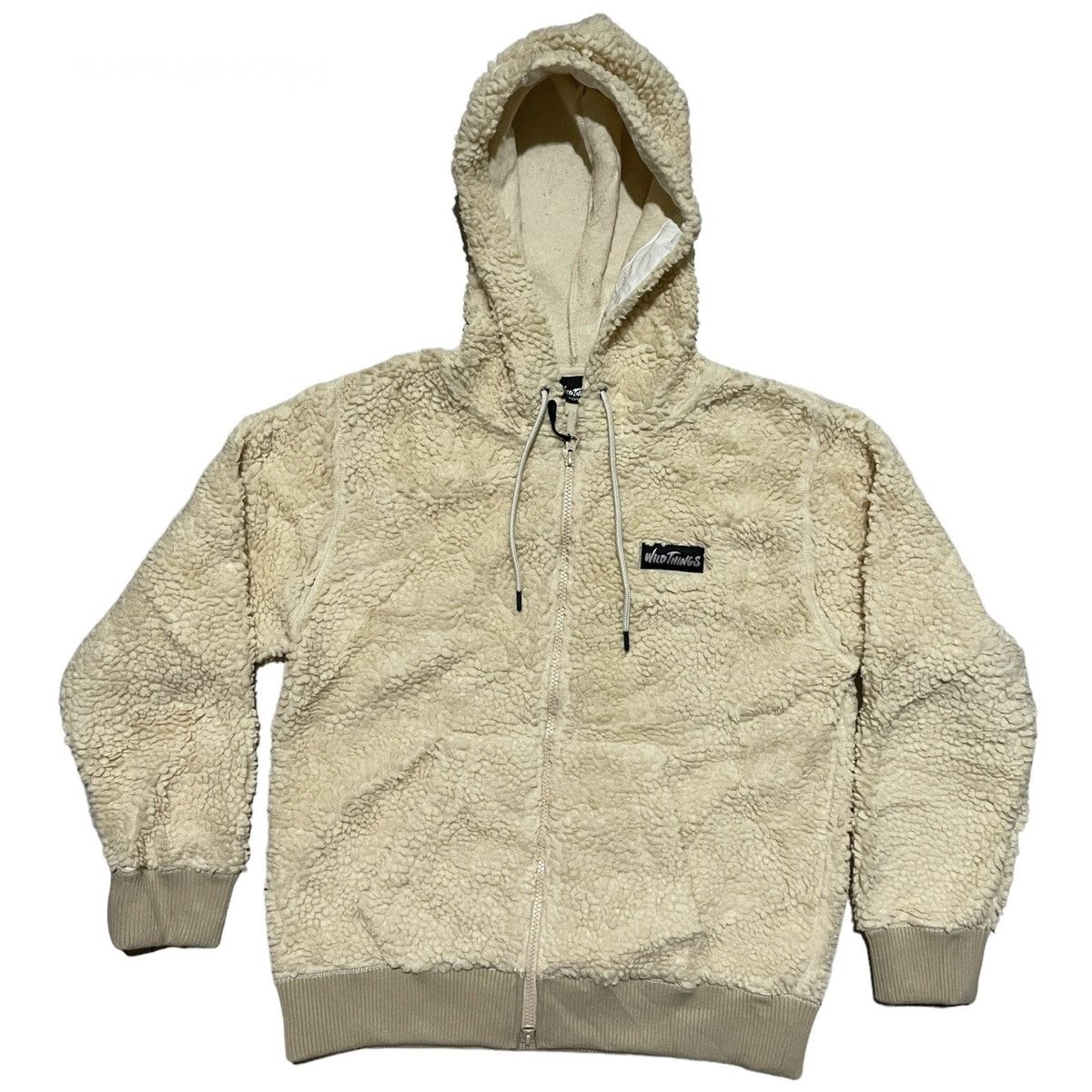 Image of Outdoor Life x Wild Things Vintage Wild Things Deep Pile Sherpa Hoodies Fleece Jacket in Cream (Siz