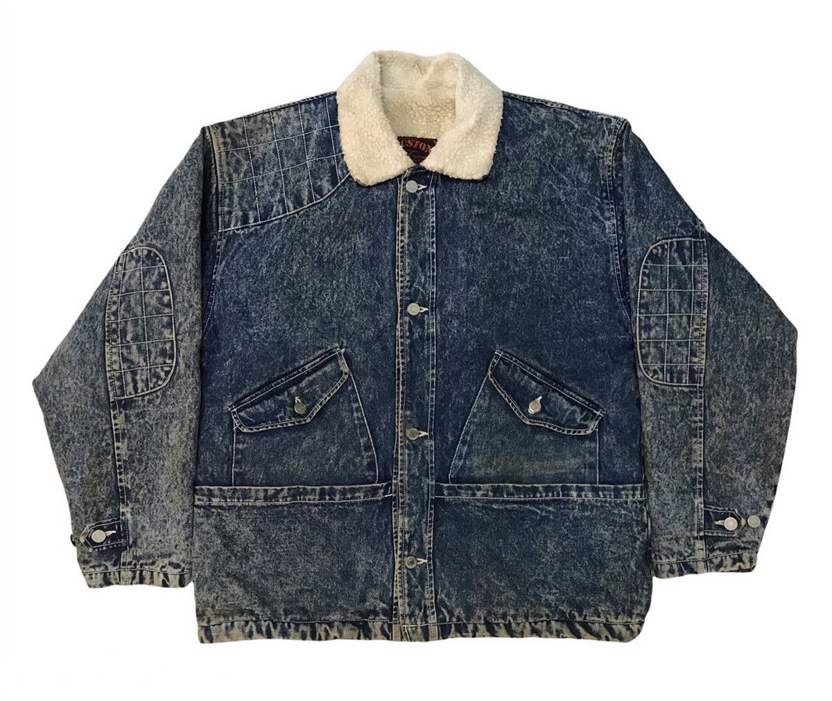image of VTG Seasoned Houston Denim Jacket Fleece Sherpa Inner, Men's (Size Medium)