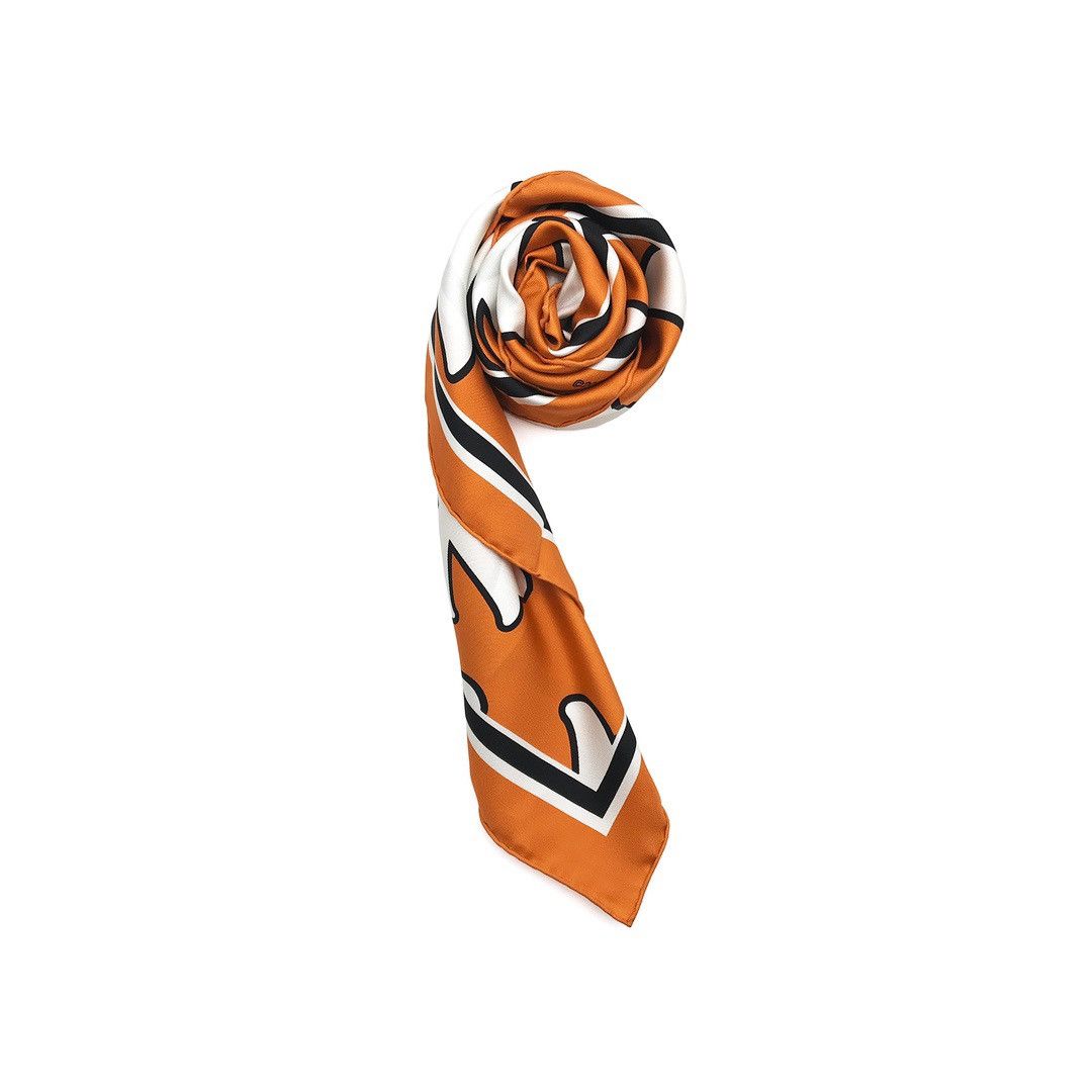 Chrome Hearts Chrome Hearts Orange & White-Cross Logo Silk Scarf Size ONE SIZE - 3 Thumbnail