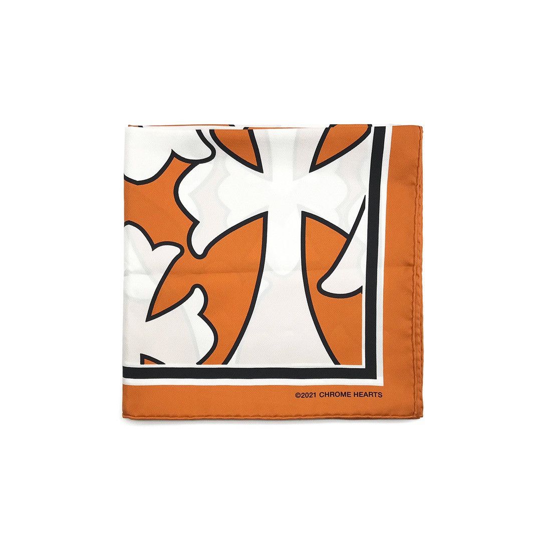 Chrome Hearts Chrome Hearts Orange & White-Cross Logo Silk Scarf Size ONE SIZE - 2 Thumbnail