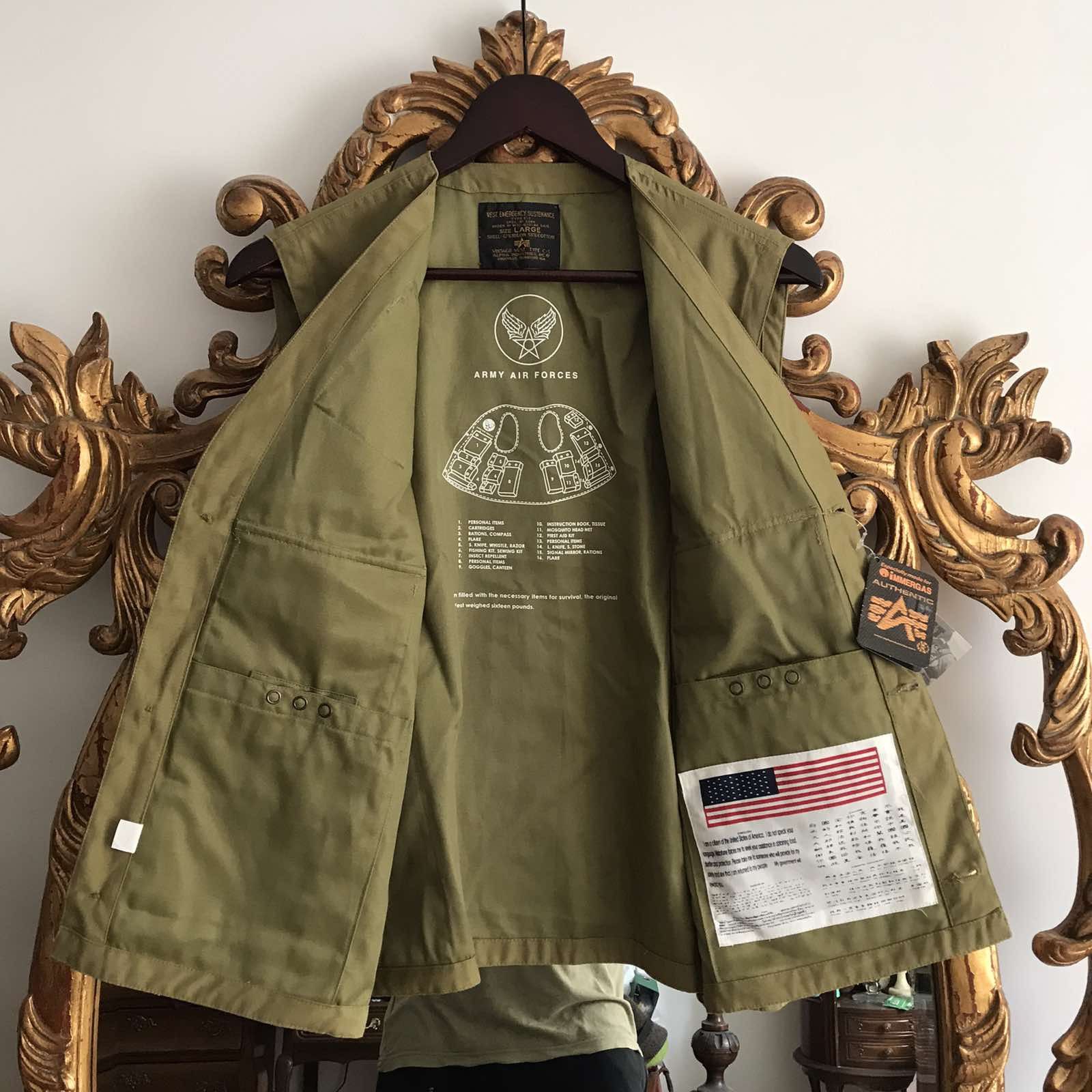 Alpha Industries × Vintage Vintage Alpha Industries Multi Pocket US Air Force C-1 Vest Size US L / EU 52-54 / 3 - 4 Thumbnail