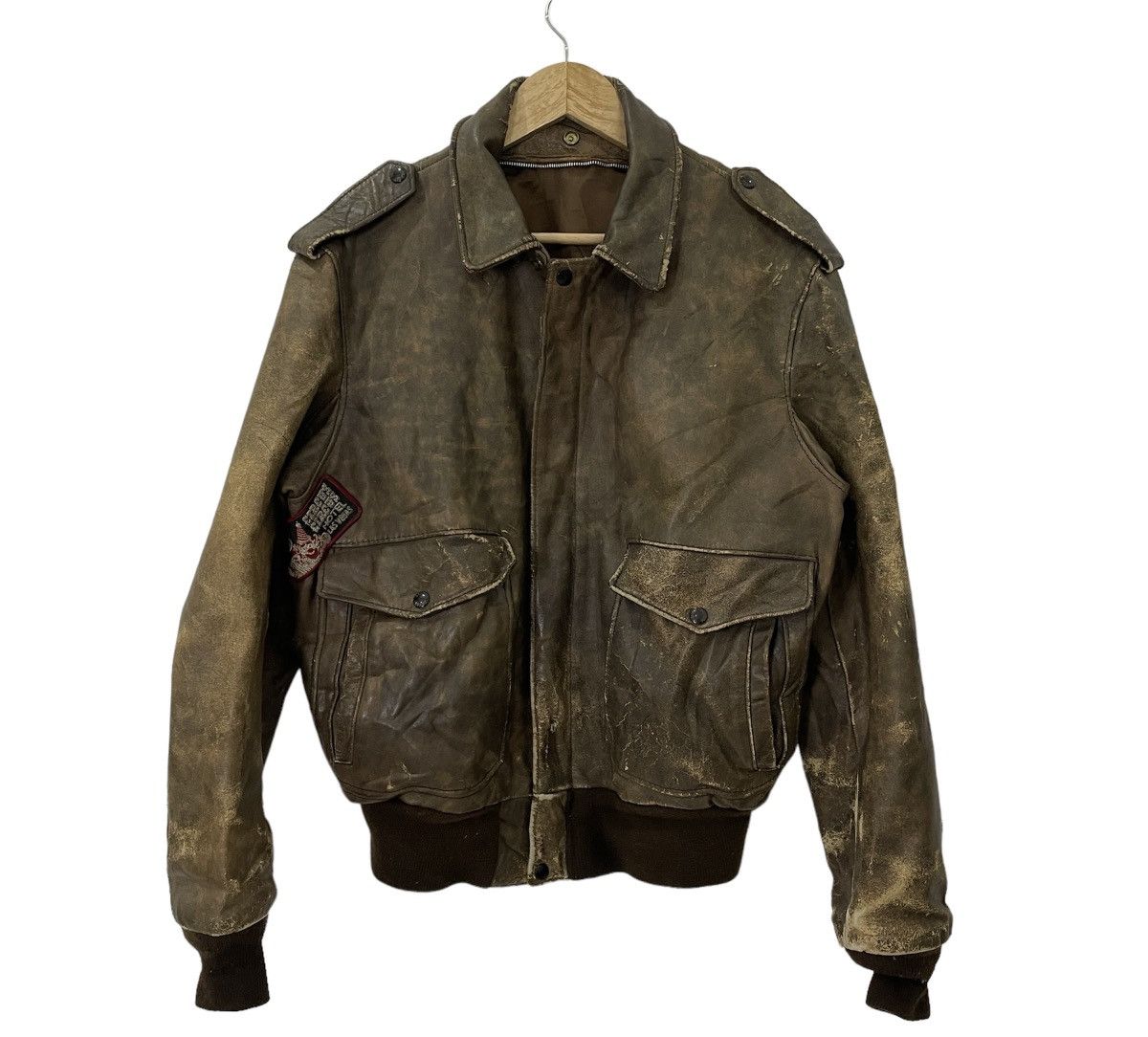 Made In Usa × Schott Vintage 90s Schott Distressed Leather Jacket 