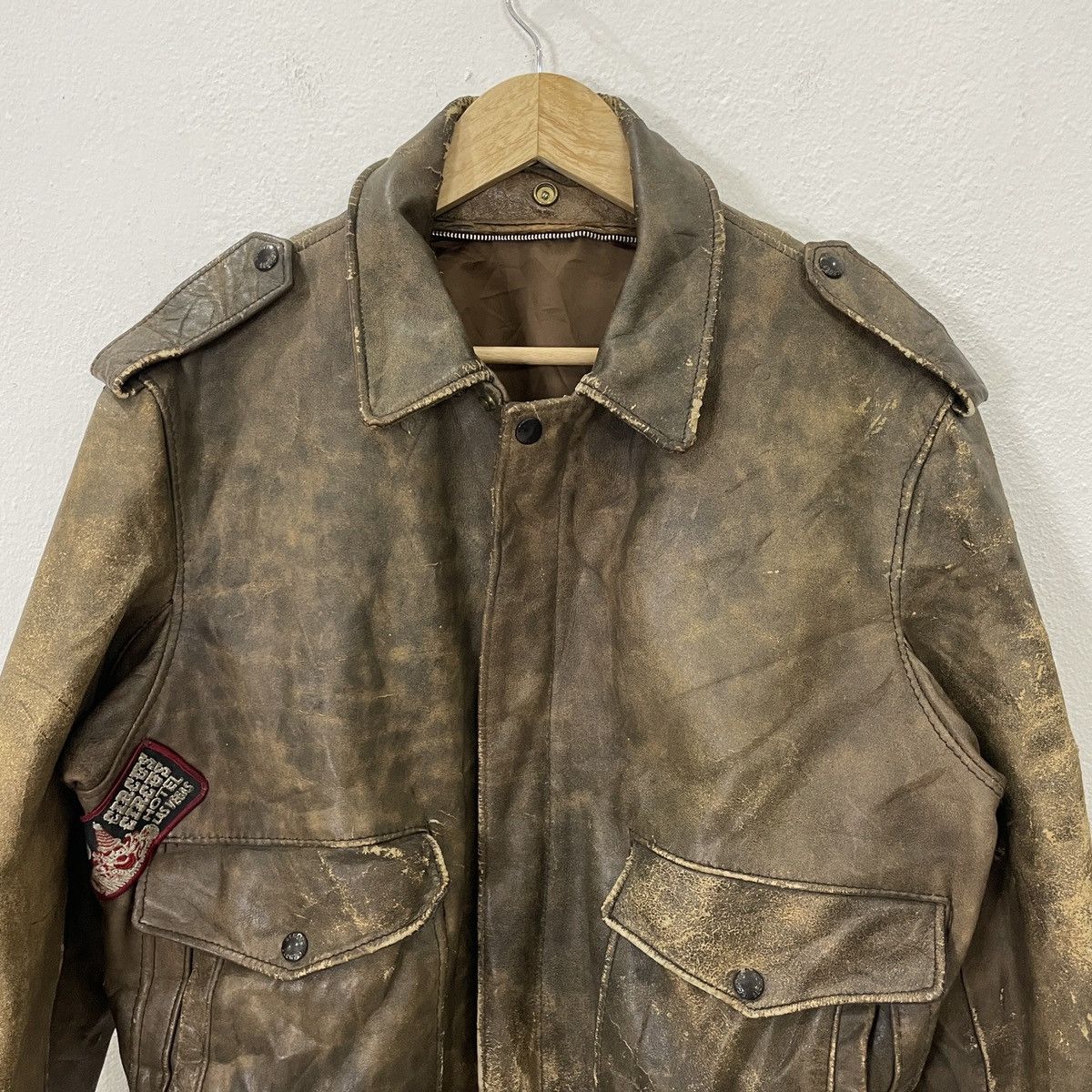 Schott Vintage 90s Schott Distressed Leather Jacket Size US L / EU 52-54 / 3 - 4 Thumbnail