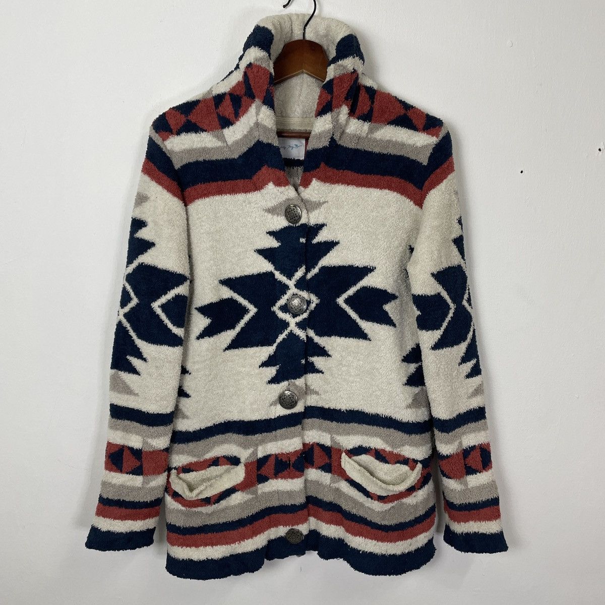 image of Archival Clothing x Navajo Vintage Noughty Dog Aztex Navajo Button Ups Fleece Jacket (Size Medium)