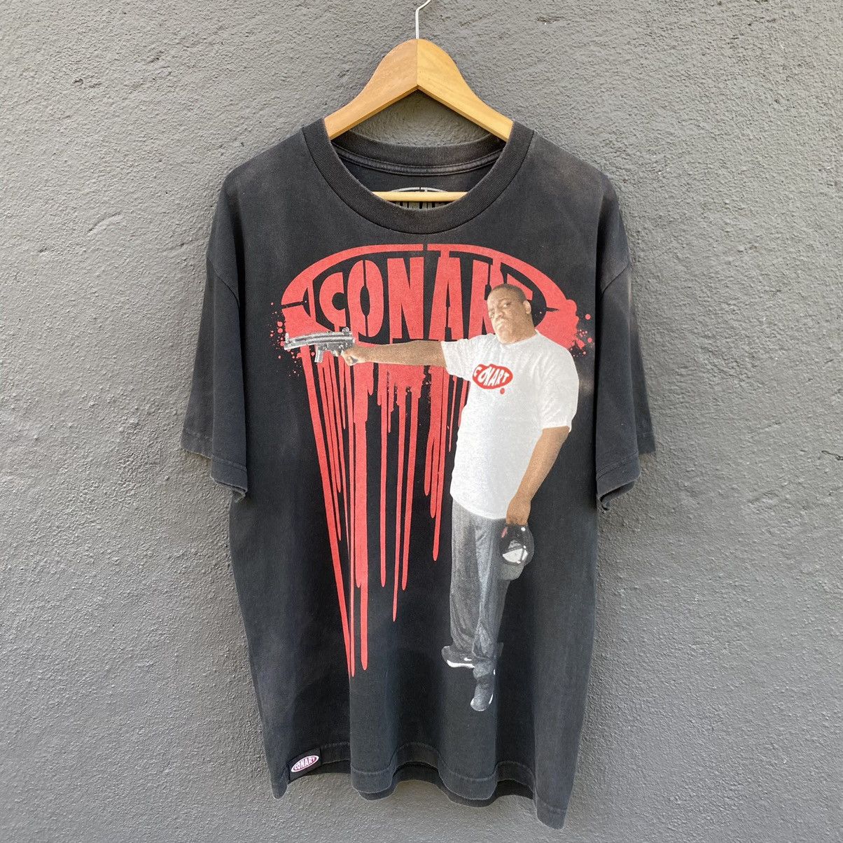 image of Vintage Sunfaded Conart X Notorious Big Rapper Tee in Black, Men's (Size Large)