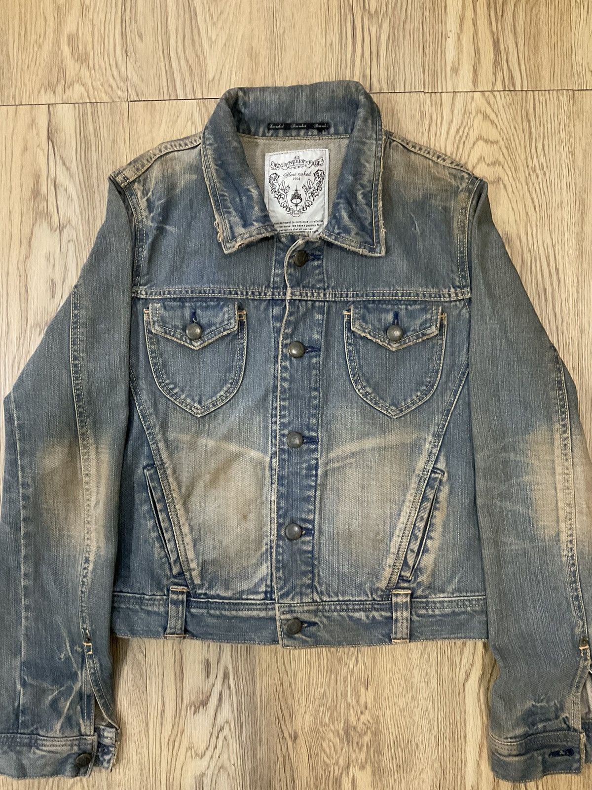image of Hysteric Glamour Japan Glow Naked Denim Jacket in Blue, Women's (Size Small)