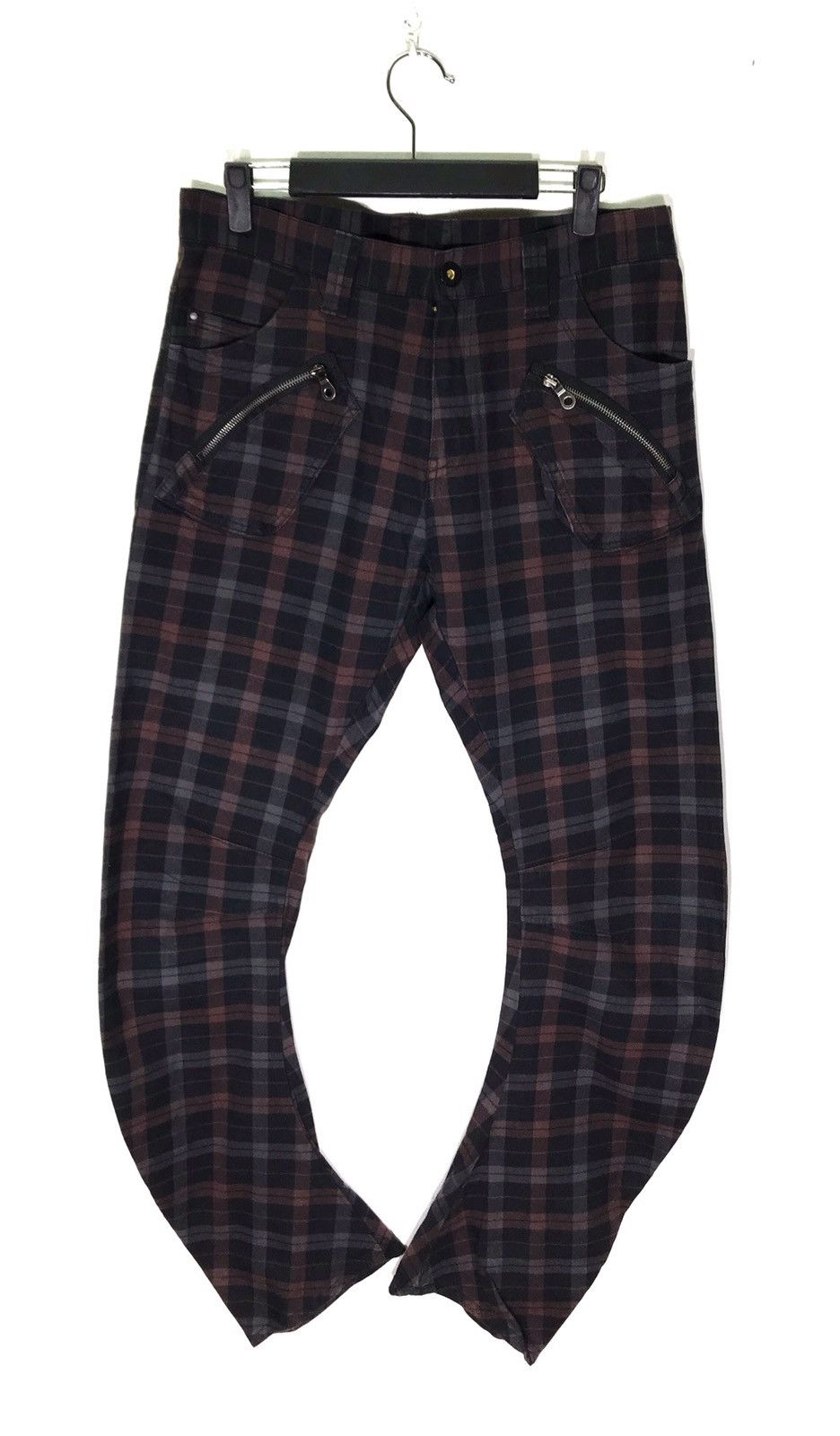 Japanese Brand PPFM Tartan Plaid Checkered Curved Slim Fits Trouser Size US 31 - 1 Thumbnail