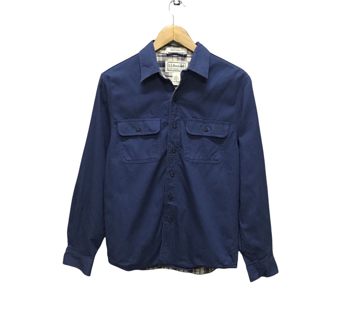 L.L Bean indigo blue nova checkered shirt