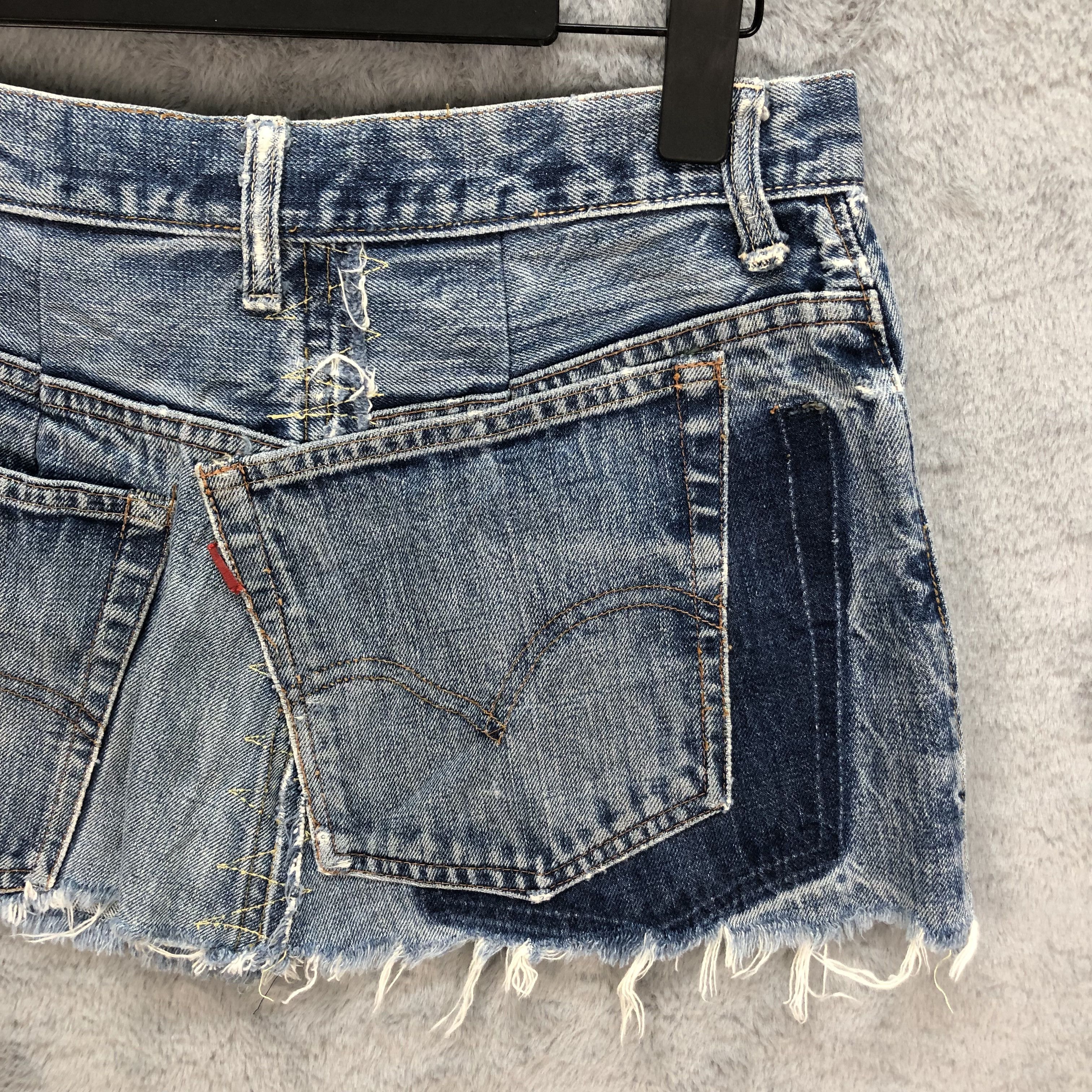 Levi's Vintage Clothing TRASHED🔥 LEVIS BIG E JEANS MINI SKIRT #5083-40 Size 31" - 10 Thumbnail