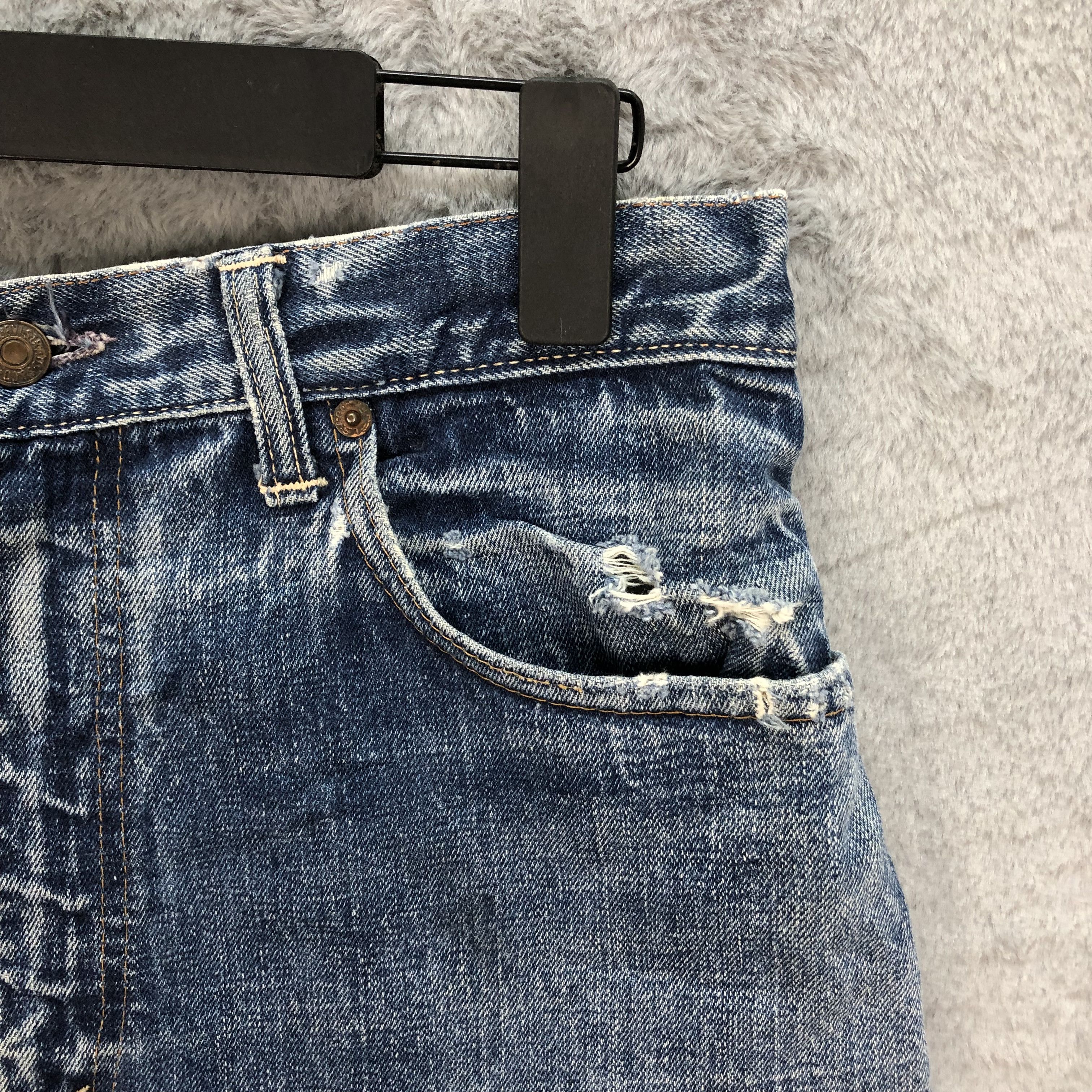 Levi's Vintage Clothing TRASHED🔥 LEVIS BIG E JEANS MINI SKIRT #5083-40 Size 31" - 4 Thumbnail