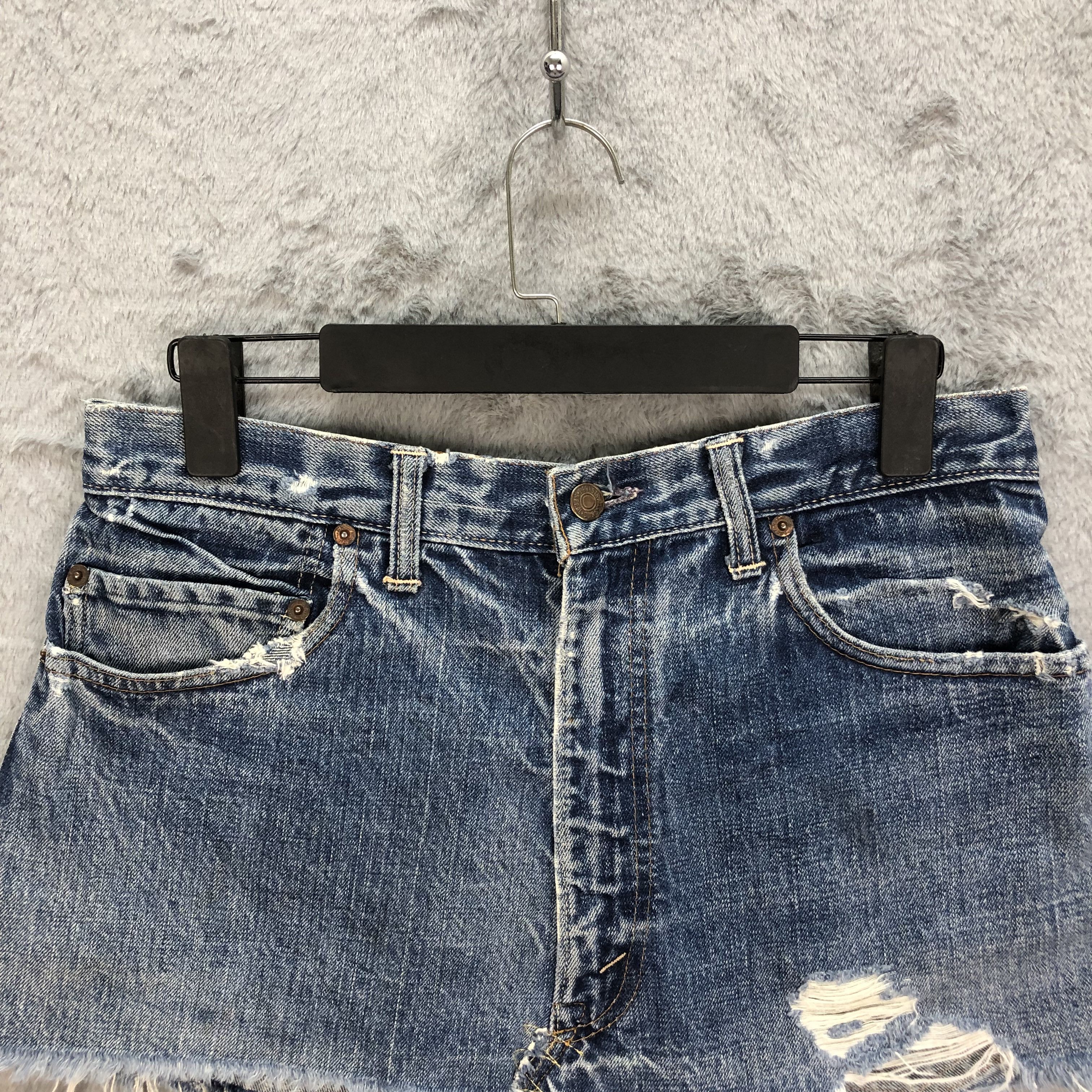 Levi's Vintage Clothing TRASHED🔥 LEVIS BIG E JEANS MINI SKIRT #5083-40 Size 31" - 2 Thumbnail