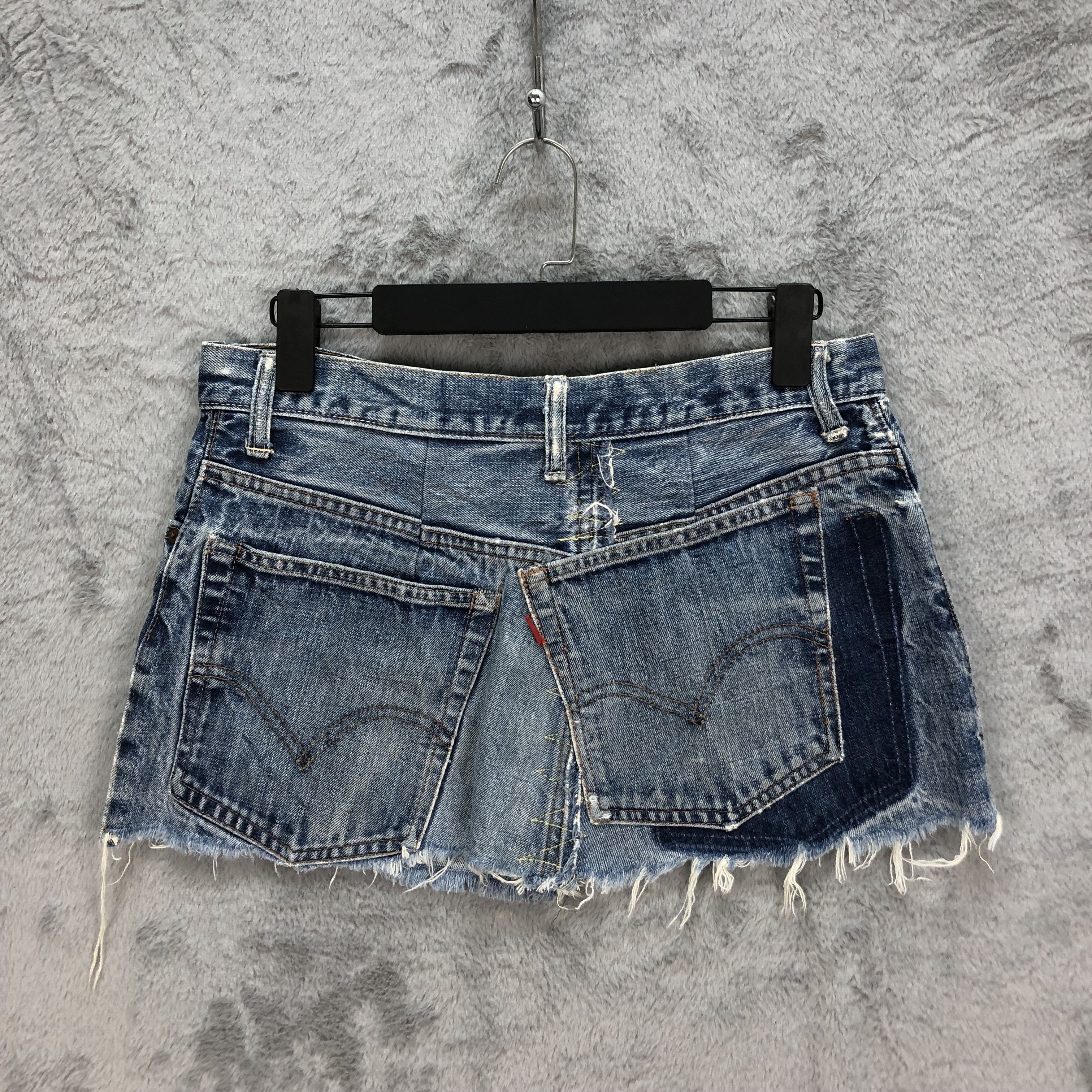 Levi's Vintage Clothing TRASHED🔥 LEVIS BIG E JEANS MINI SKIRT #5083-40 Size 31" - 8 Thumbnail