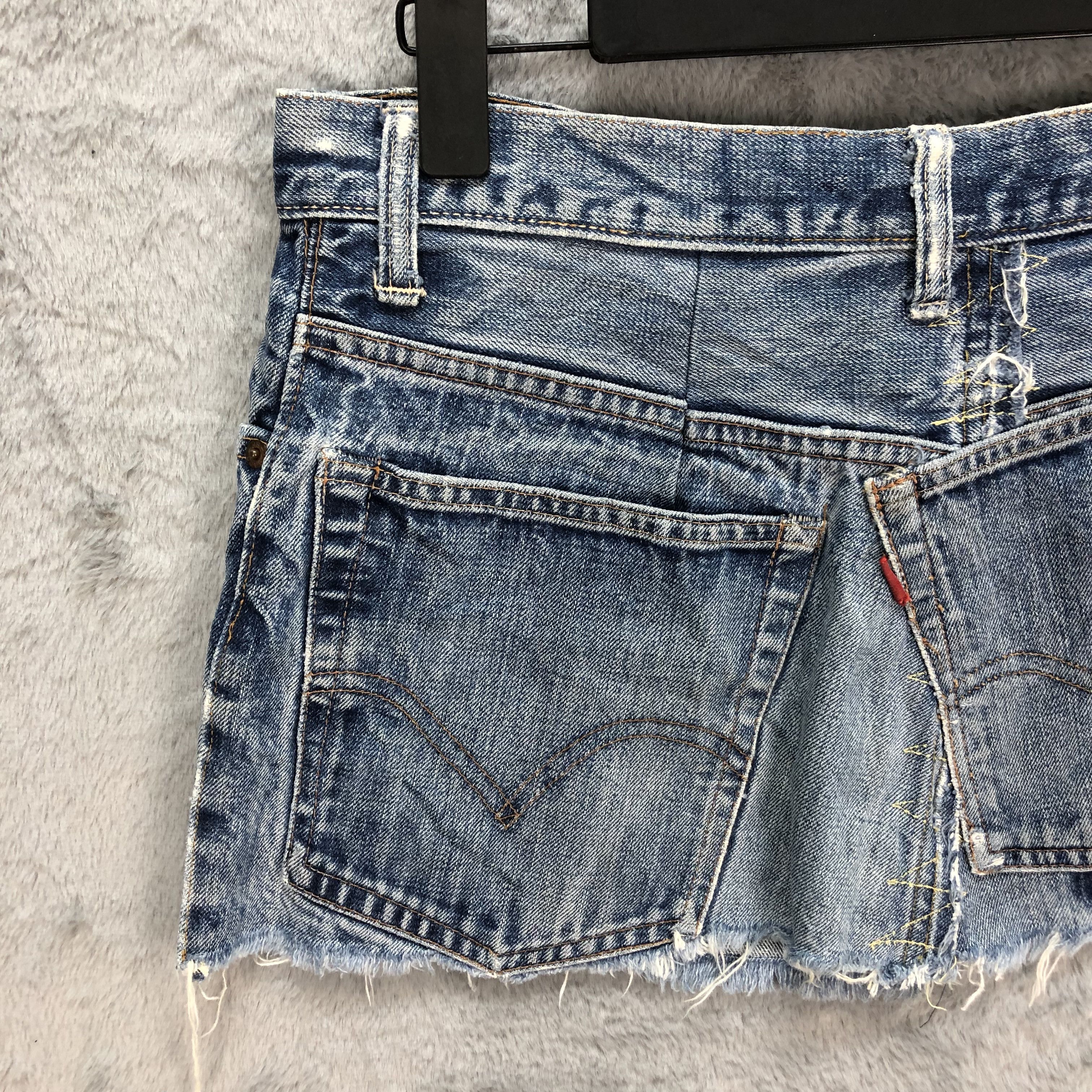 Levi's Vintage Clothing TRASHED🔥 LEVIS BIG E JEANS MINI SKIRT #5083-40 Size 31" - 9 Thumbnail