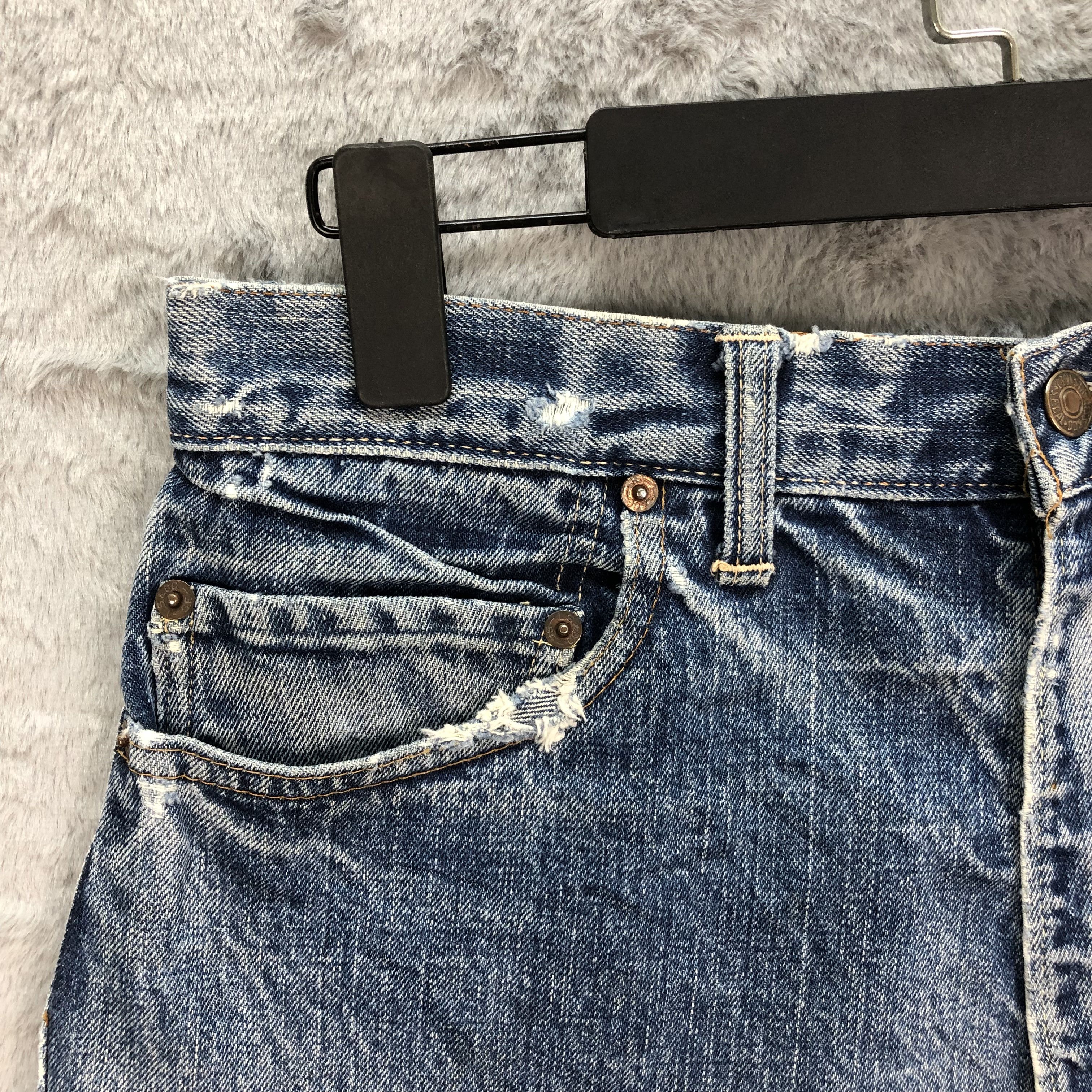 Levi's Vintage Clothing TRASHED🔥 LEVIS BIG E JEANS MINI SKIRT #5083-40 Size 31" - 3 Thumbnail