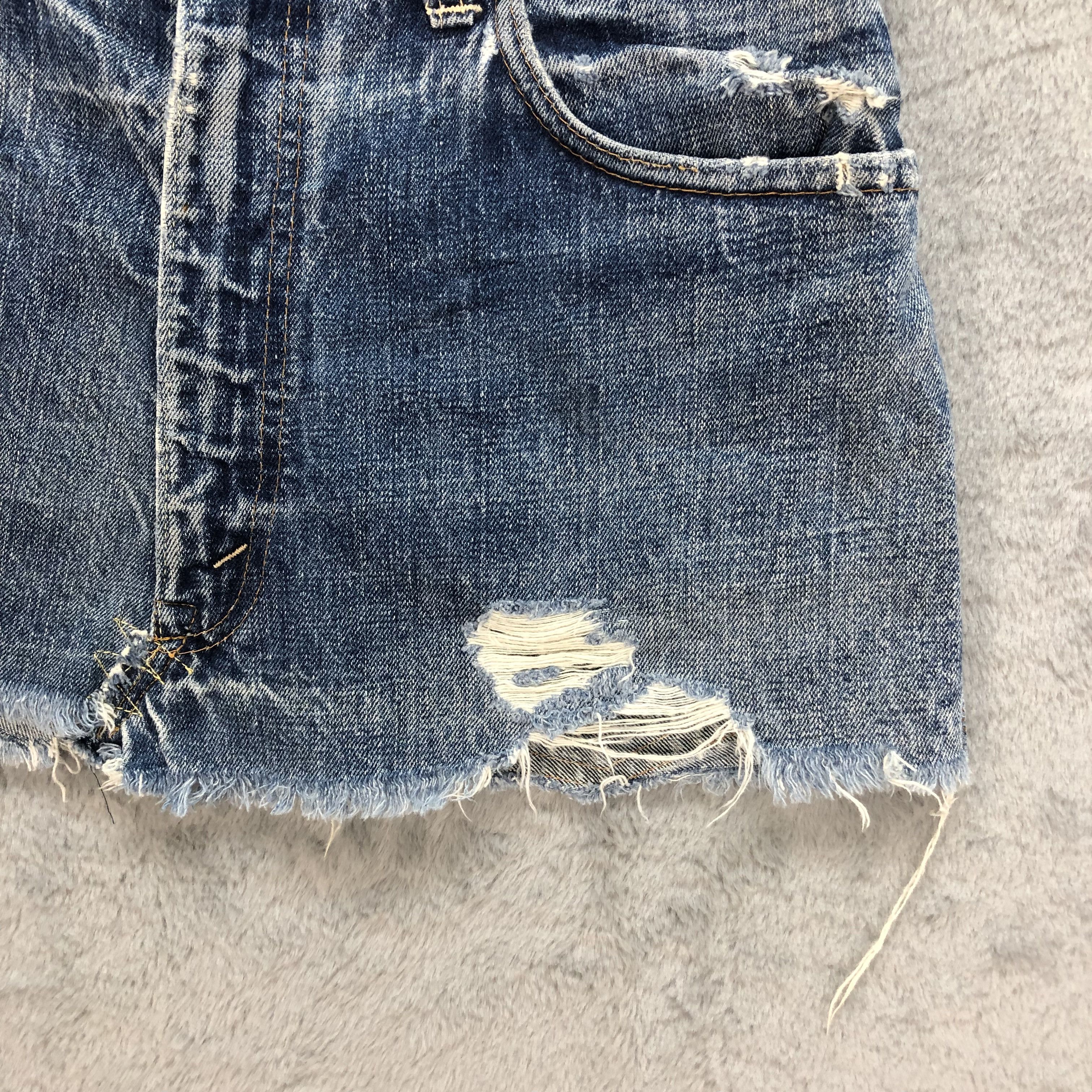 Levi's Vintage Clothing TRASHED🔥 LEVIS BIG E JEANS MINI SKIRT #5083-40 Size 31" - 7 Thumbnail