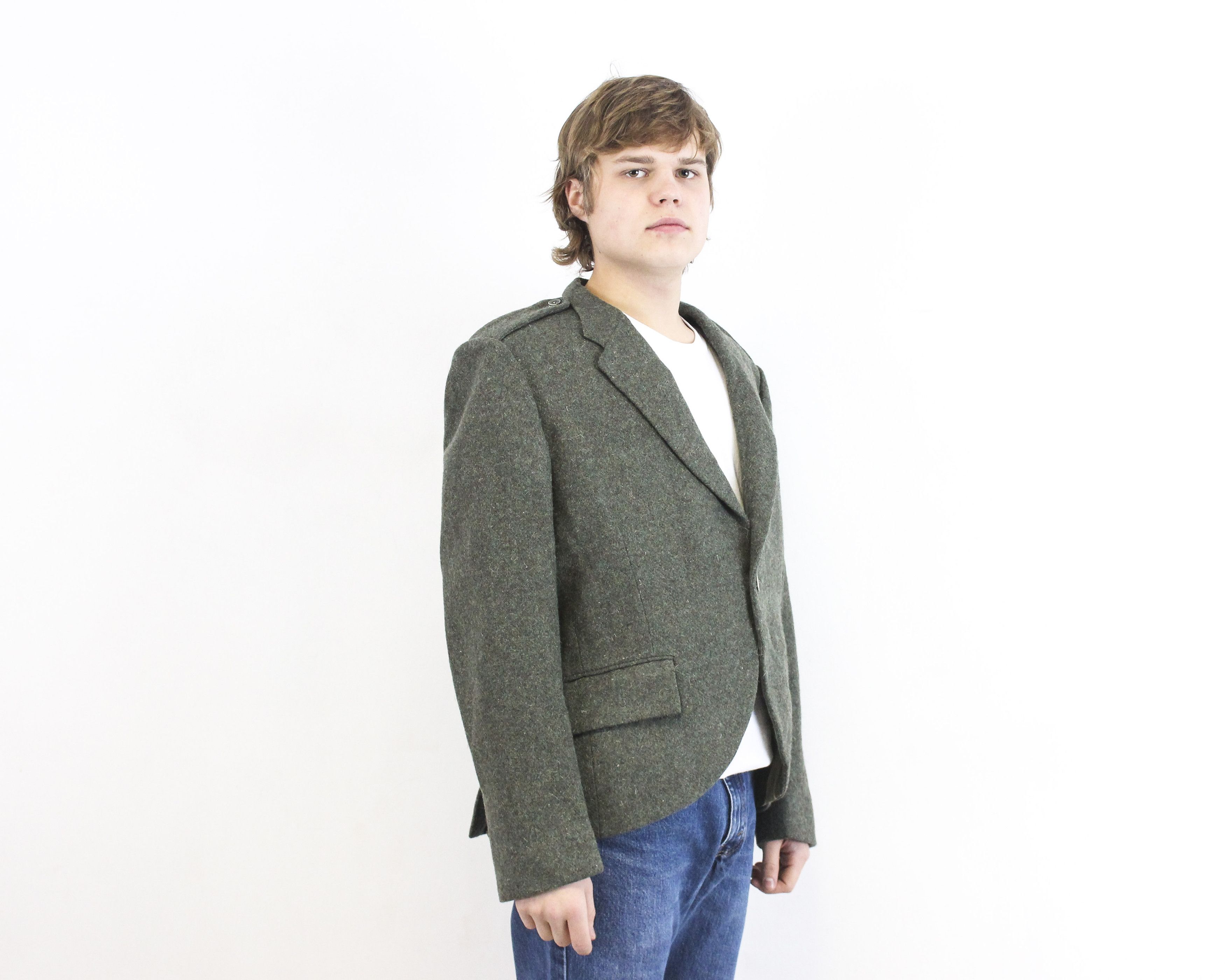 Bespoken × Designer × Vintage Bespoke LAFLECHE BROS US 40S Tweed Jacket Wool Blazer S Coat Size 40S - 3 Thumbnail