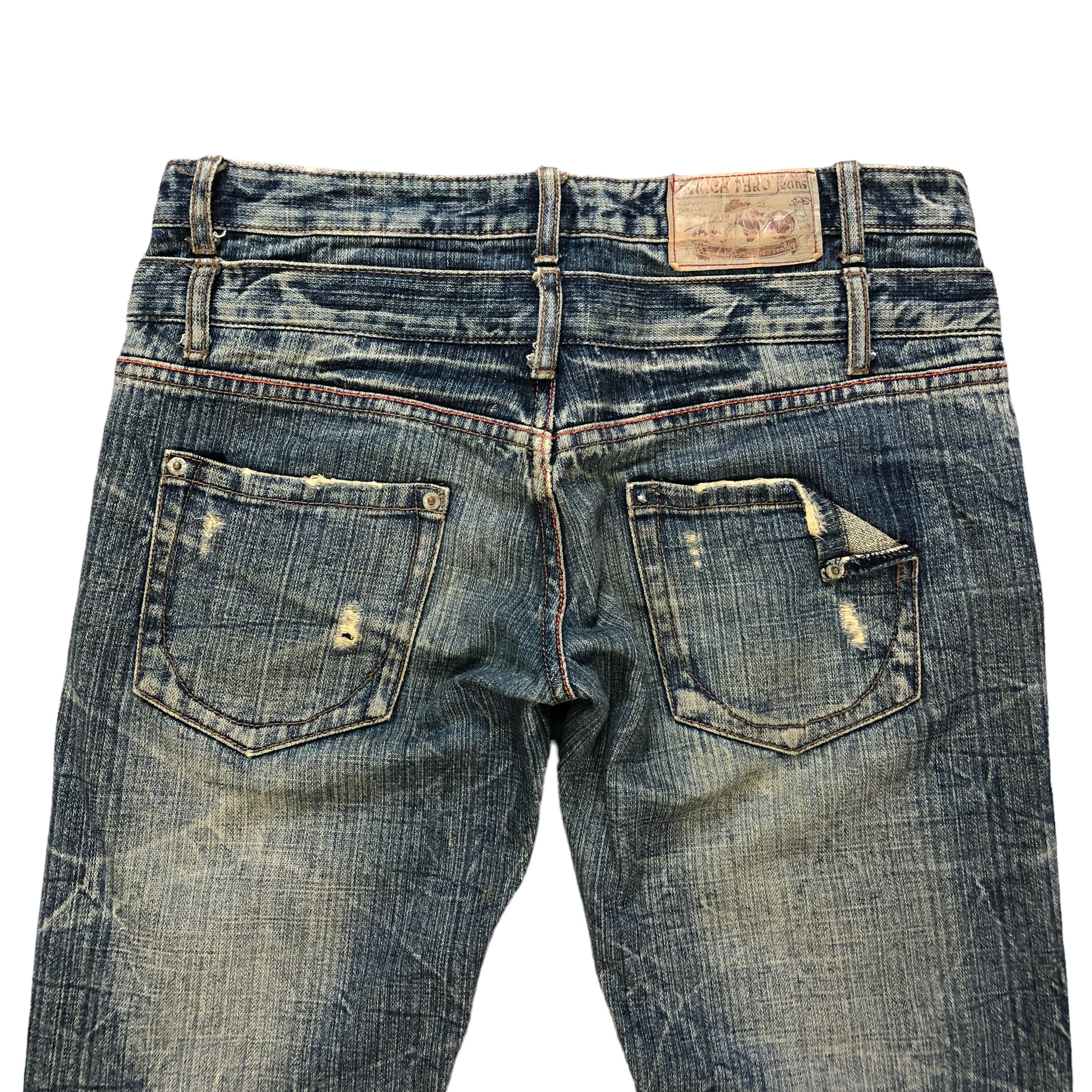 Vintage TRASHED🔥 AFRICA TARO DOUBLE WAIST DISTRESS DENIM #6138-220 Size US 32 / EU 48 - 15 Thumbnail