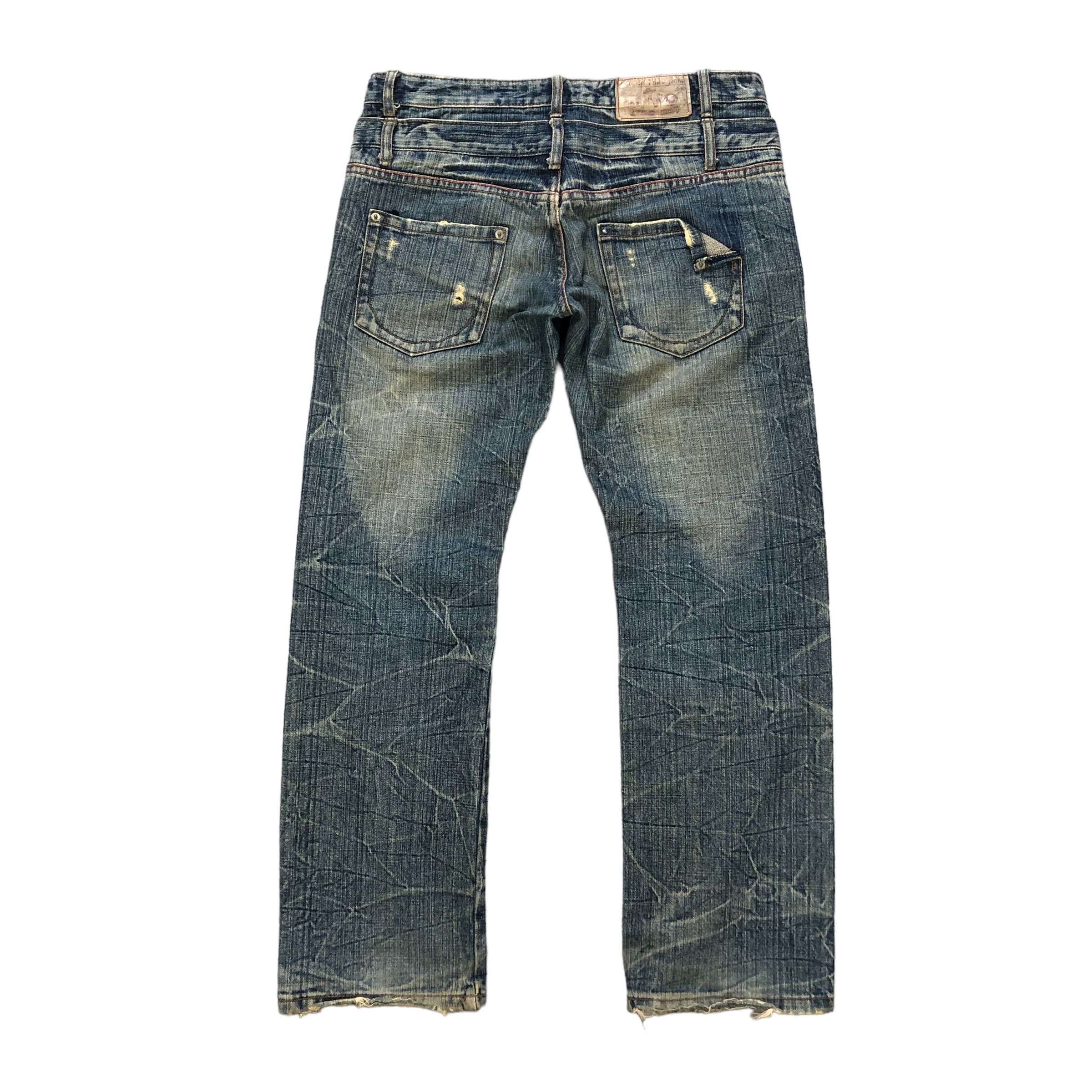 Vintage TRASHED🔥 AFRICA TARO DOUBLE WAIST DISTRESS DENIM #6138-220 Size US 32 / EU 48 - 14 Thumbnail