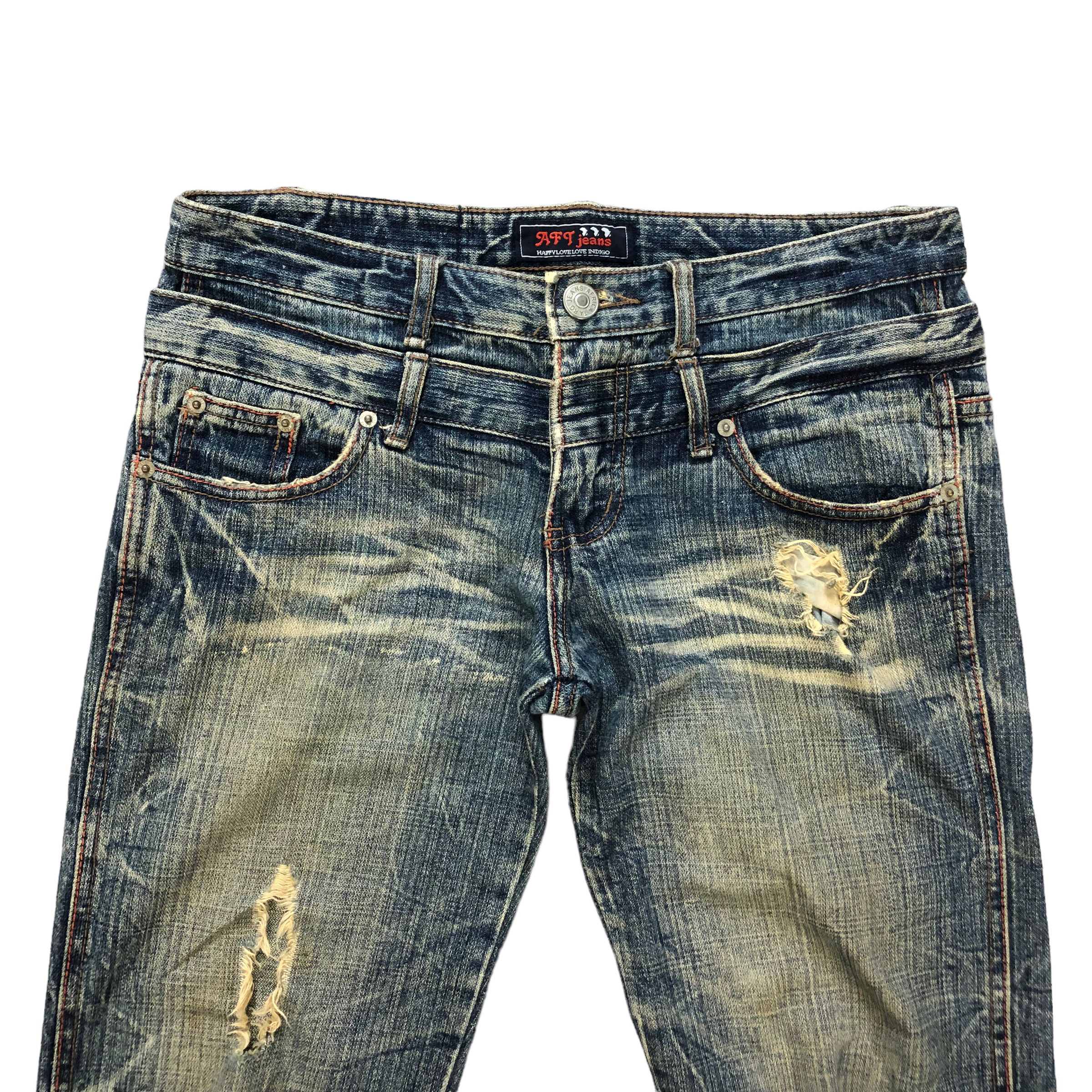 Vintage TRASHED🔥 AFRICA TARO DOUBLE WAIST DISTRESS DENIM #6138-220 Size US 32 / EU 48 - 2 Thumbnail
