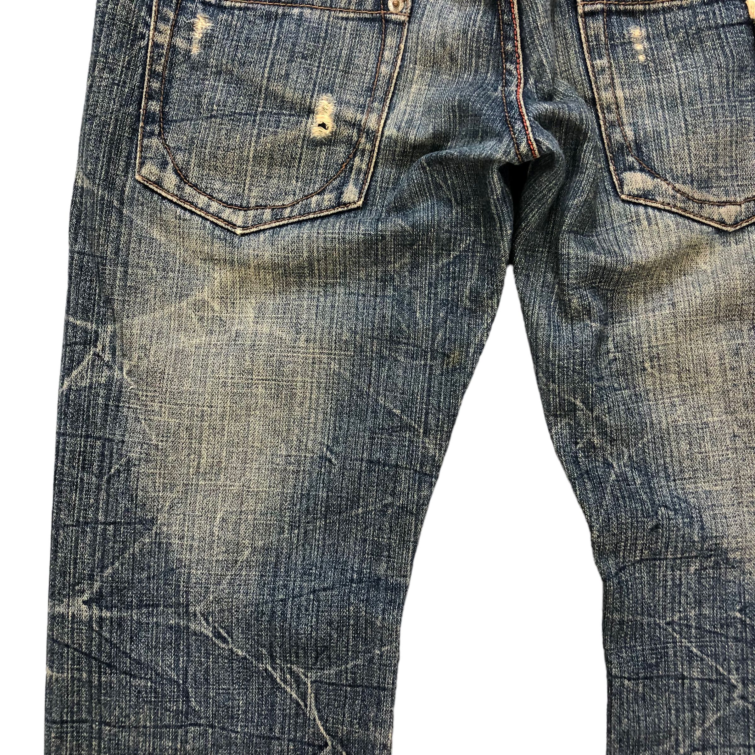 Vintage TRASHED🔥 AFRICA TARO DOUBLE WAIST DISTRESS DENIM #6138-220 Size US 32 / EU 48 - 19 Thumbnail